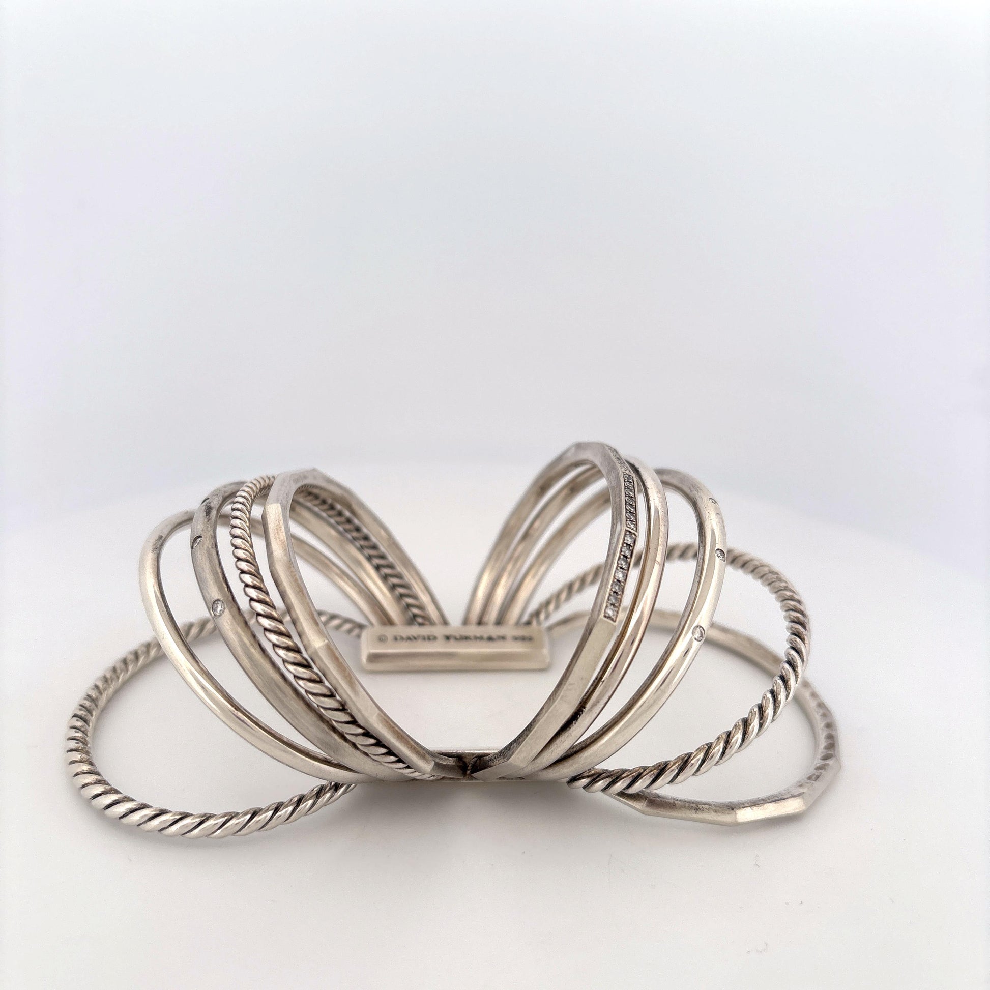 David Yurman Stax 10 Row 925 Cuff Bracelet