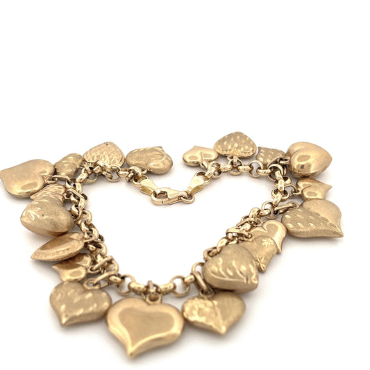 14K Heart Charm Bracelet