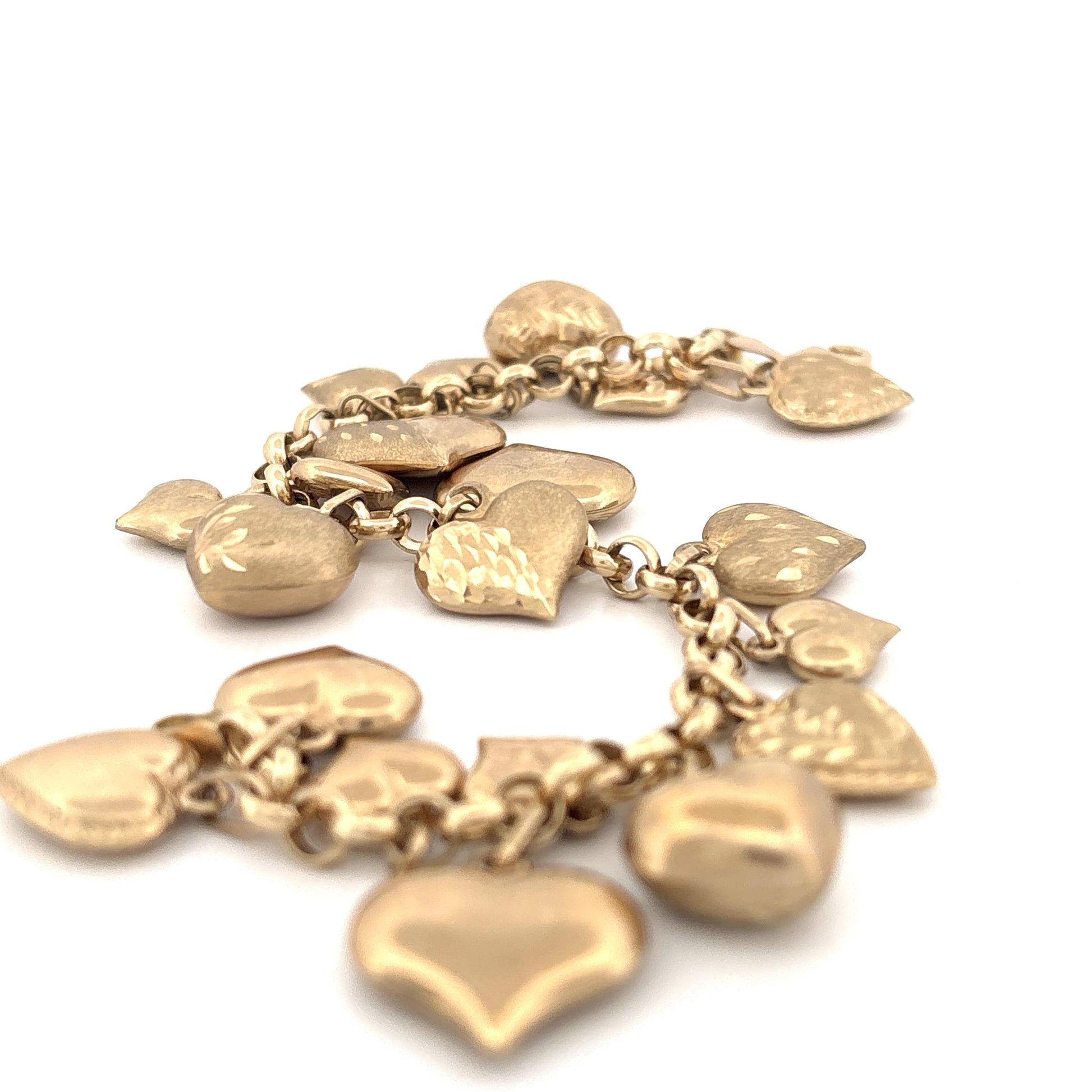 14K Heart Charm Bracelet