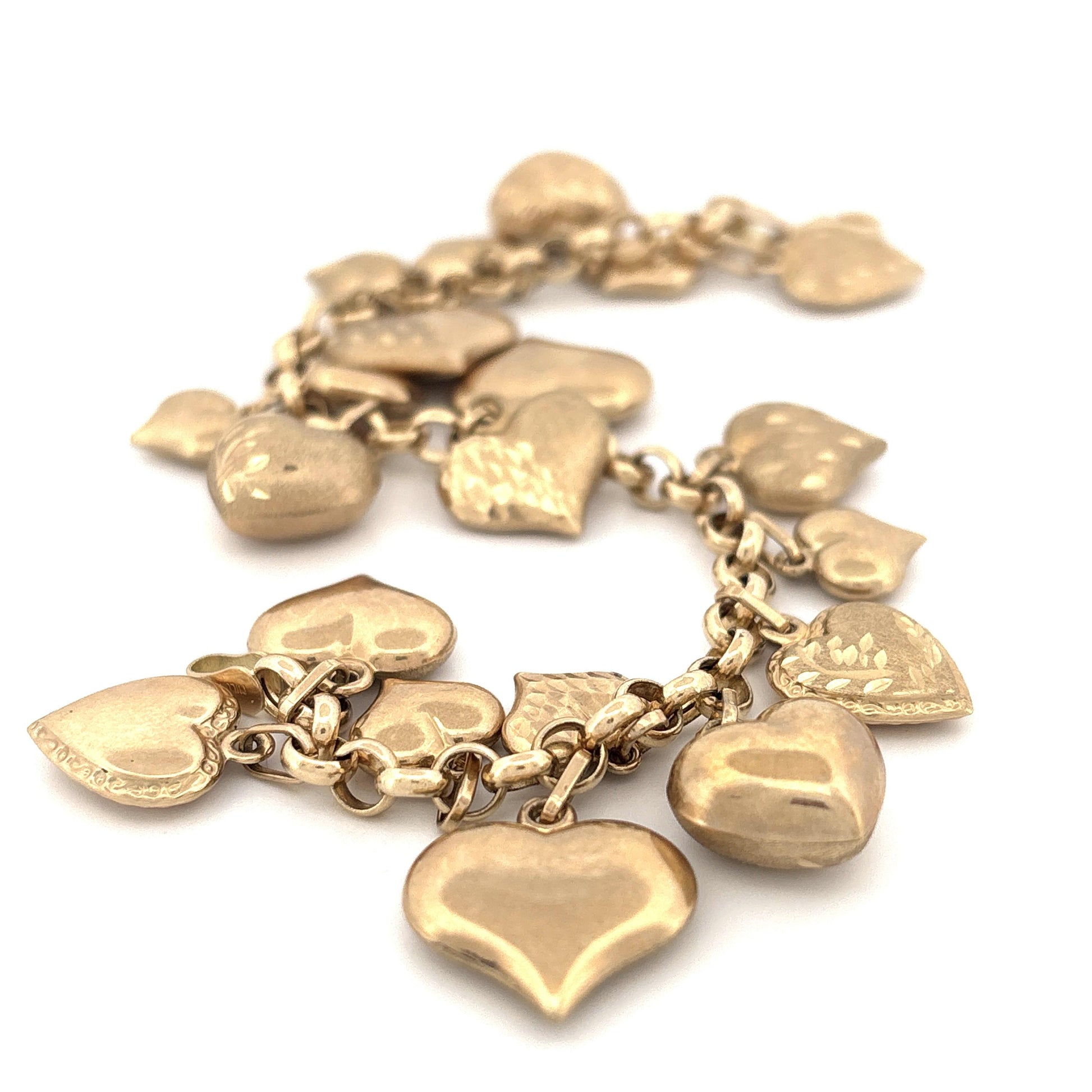 14K Heart Charm Bracelet