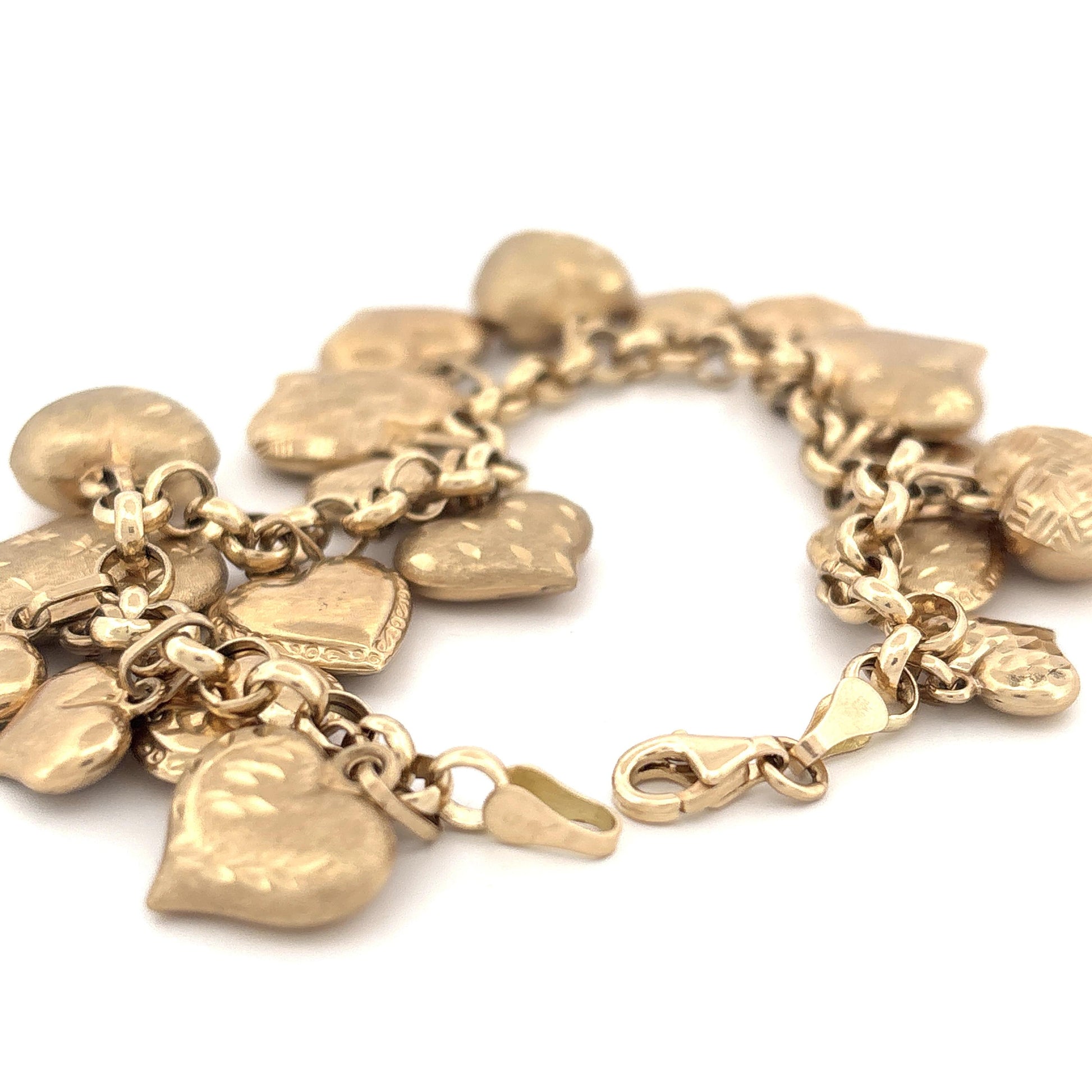 14K Heart Charm Bracelet