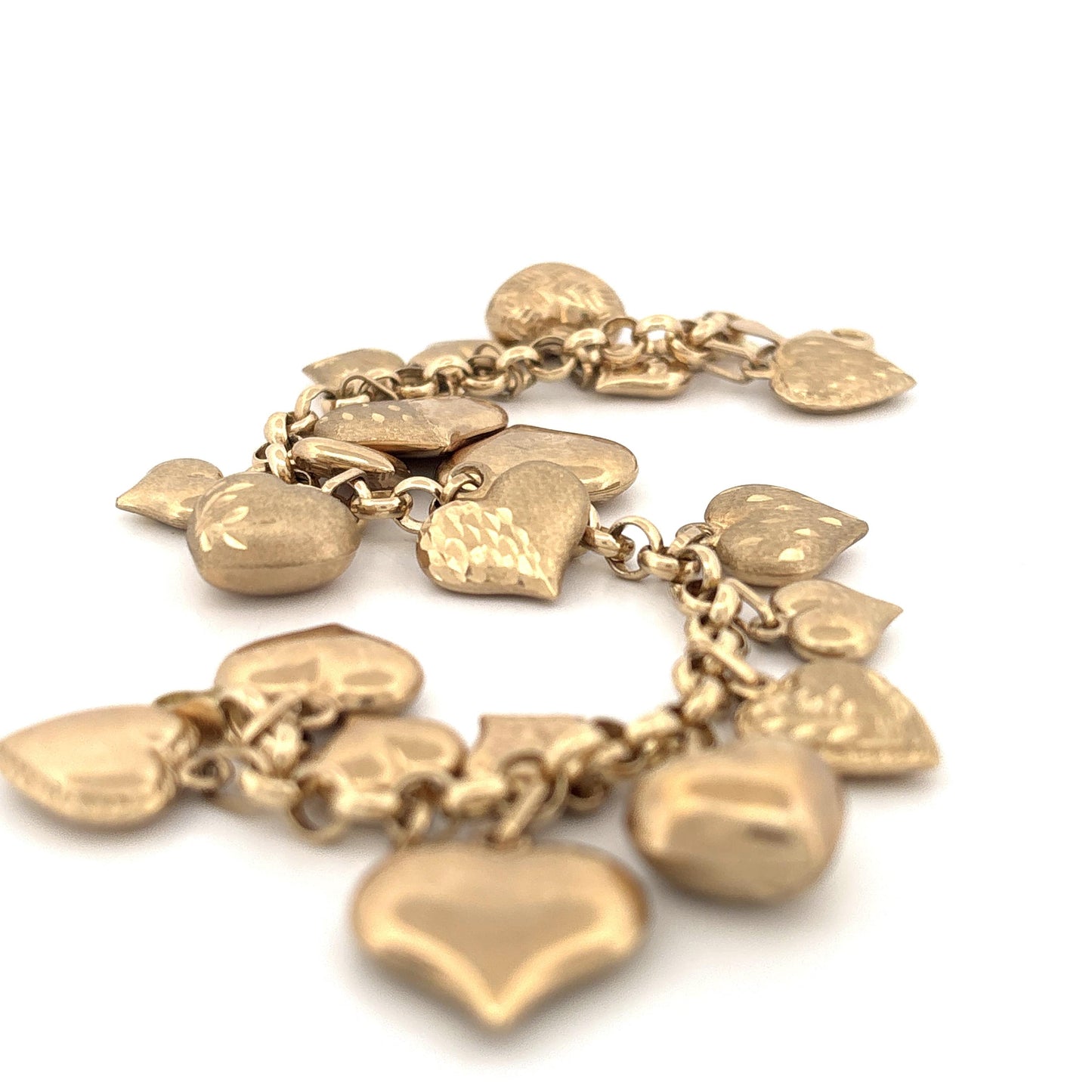 14K Heart Charm Bracelet