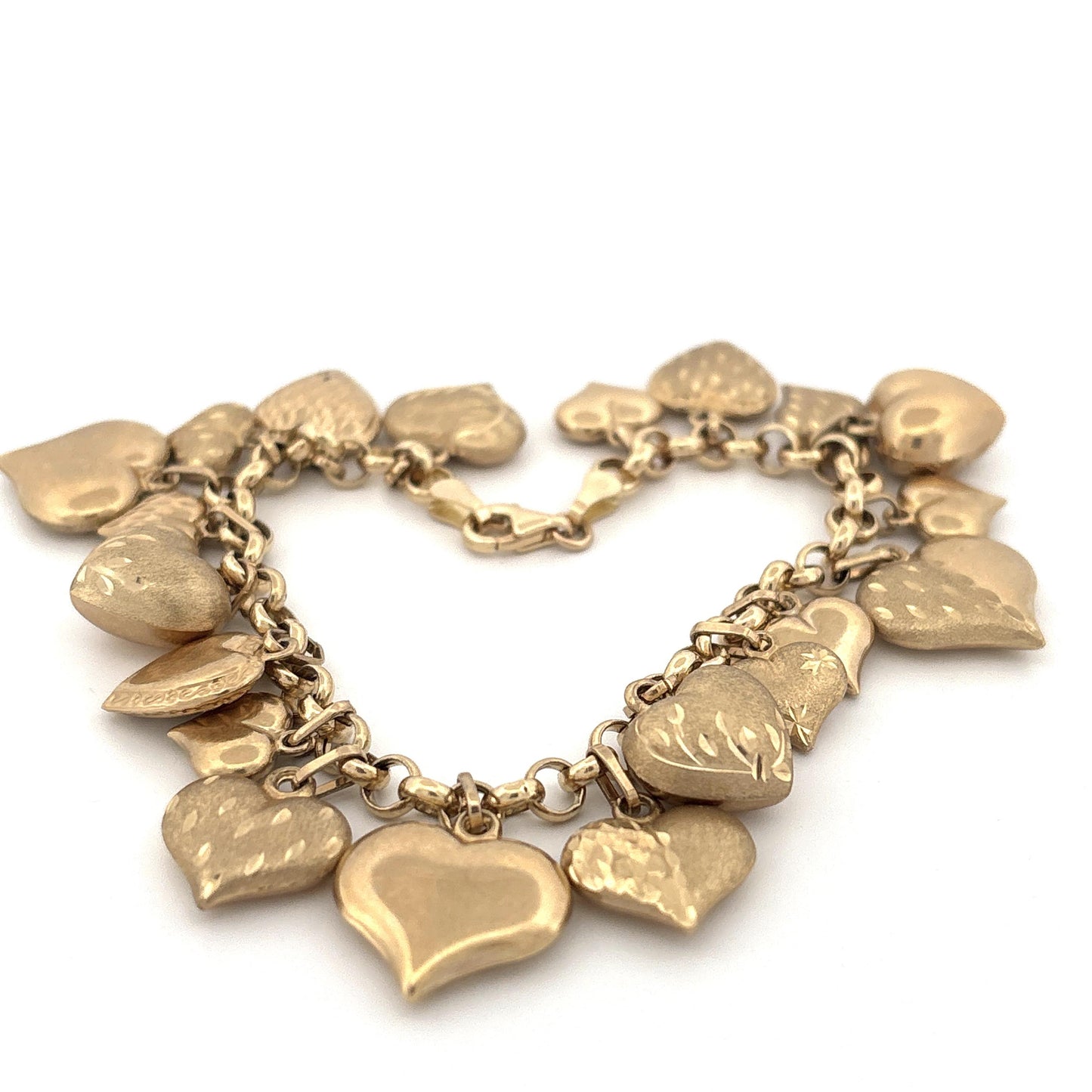 14K Heart Charm Bracelet