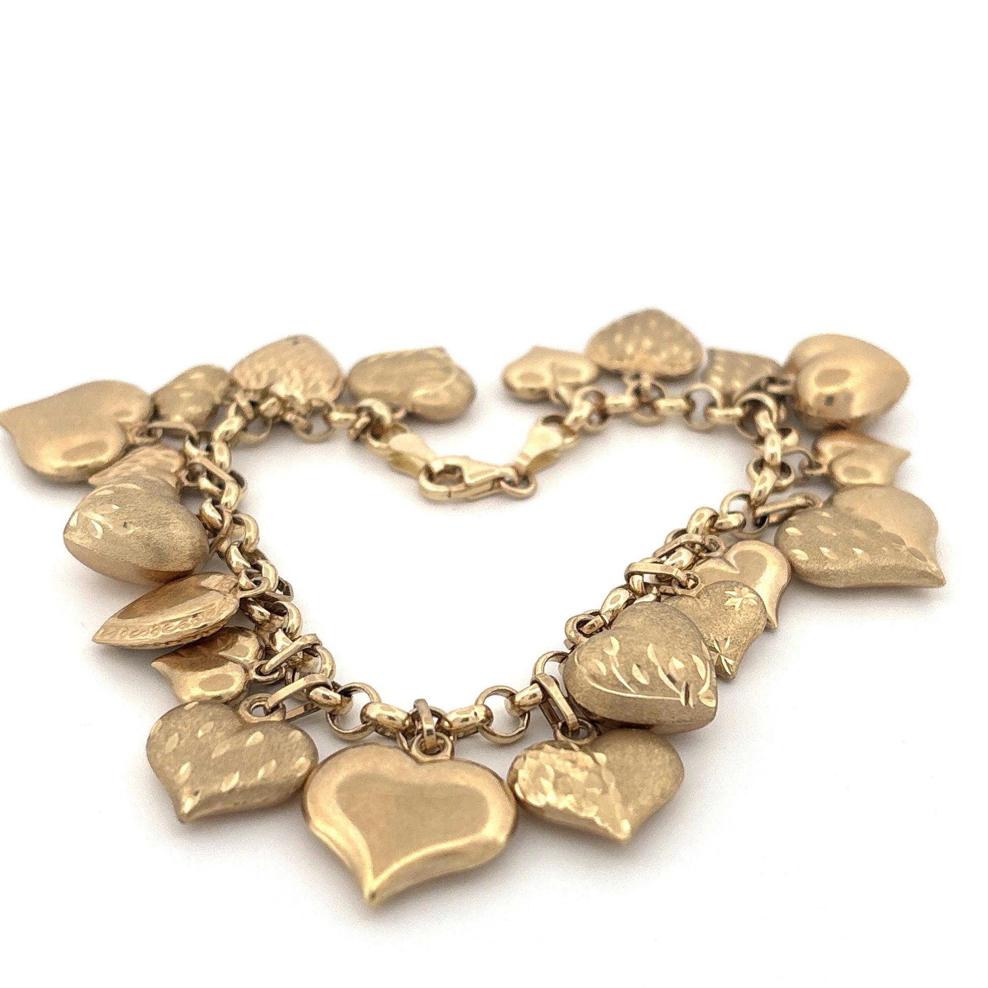 14K Heart Charm Bracelet