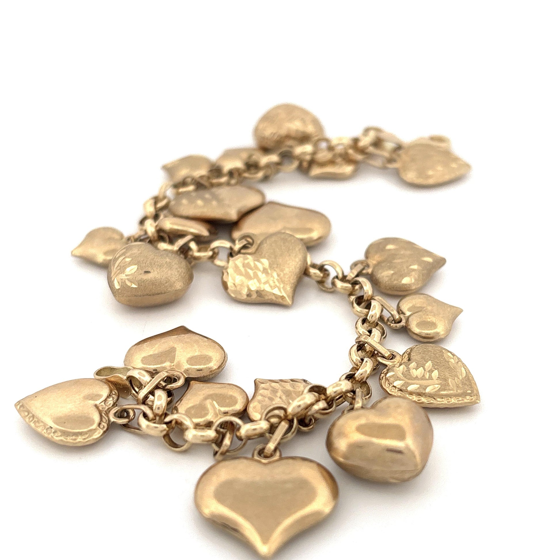 14K Heart Charm Bracelet