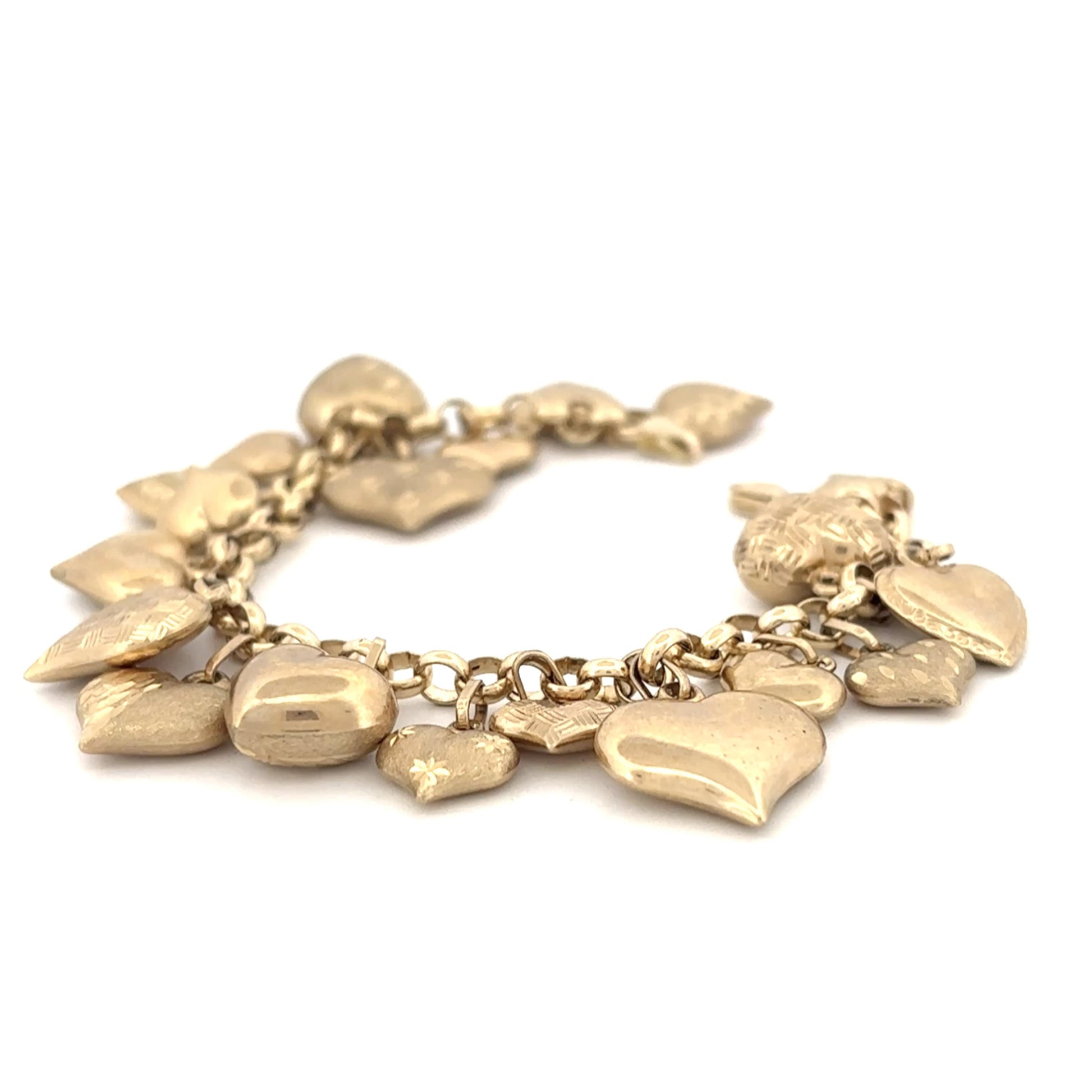 14K Heart Charm Bracelet