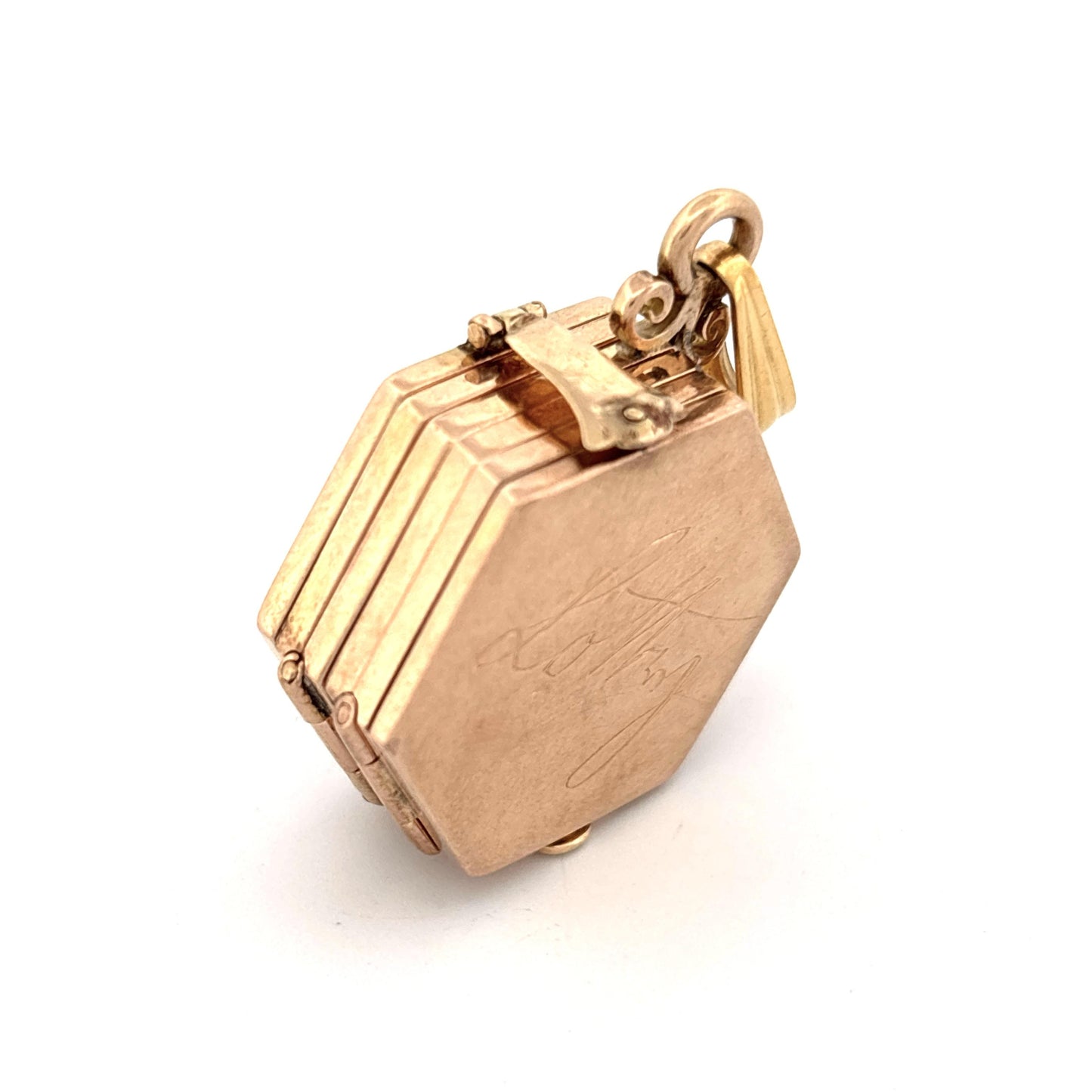 Vintage 14K Gold Hexagonal Multi-Photo Locket Pendant