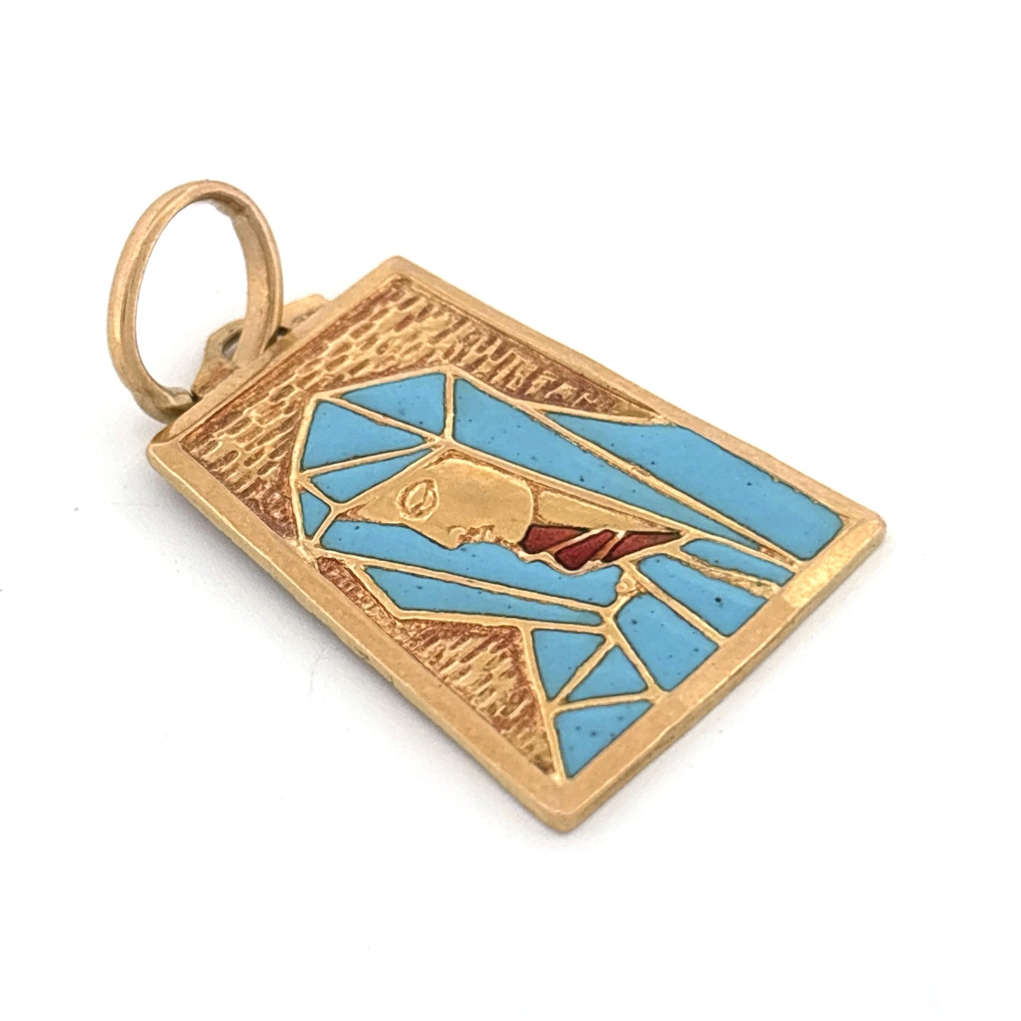 18K Enamel Religious Charm Pendant