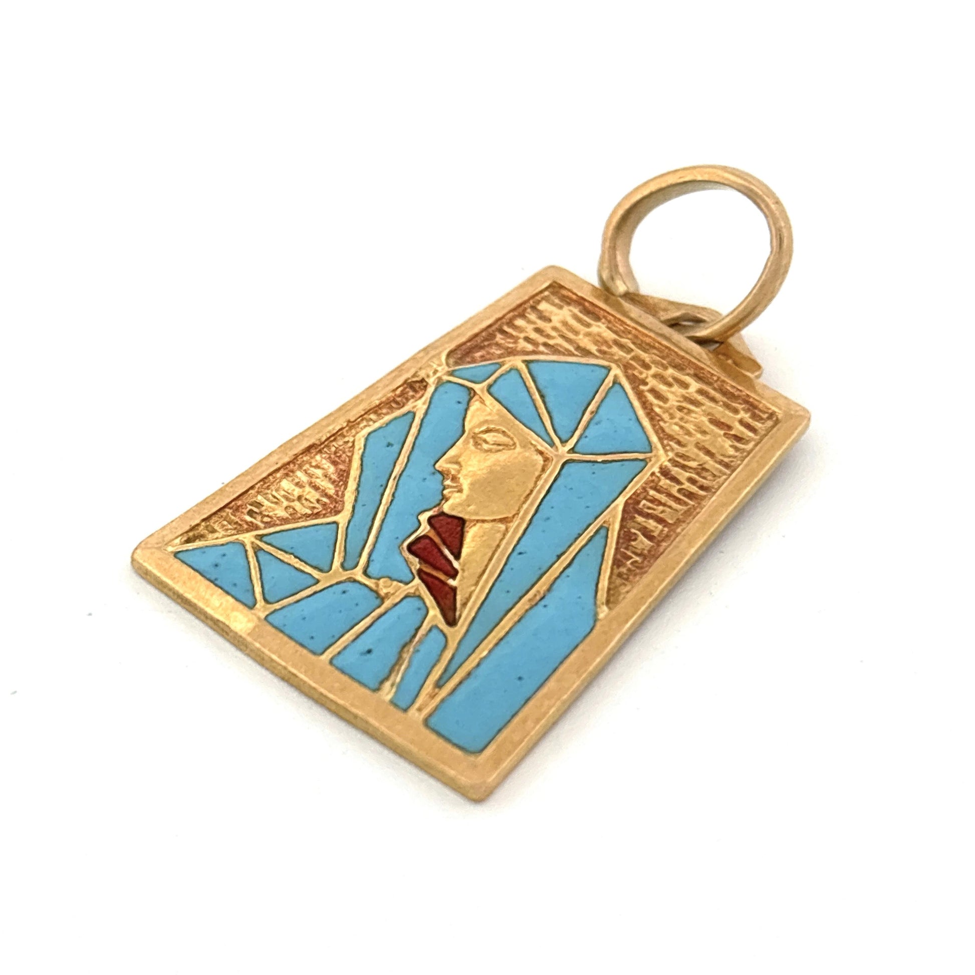 18K Enamel Religious Charm Pendant