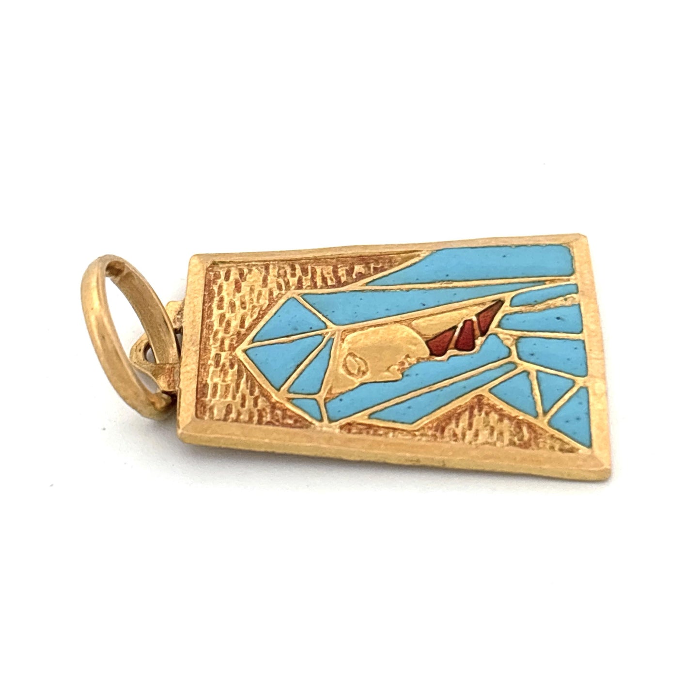 18K Enamel Religious Charm Pendant