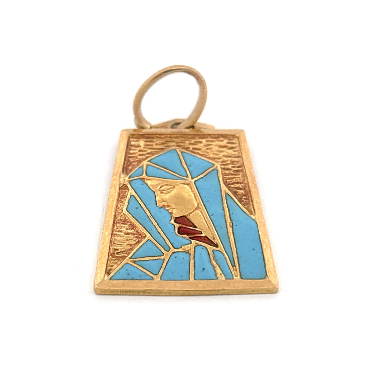 18K Enamel Religious Charm Pendant