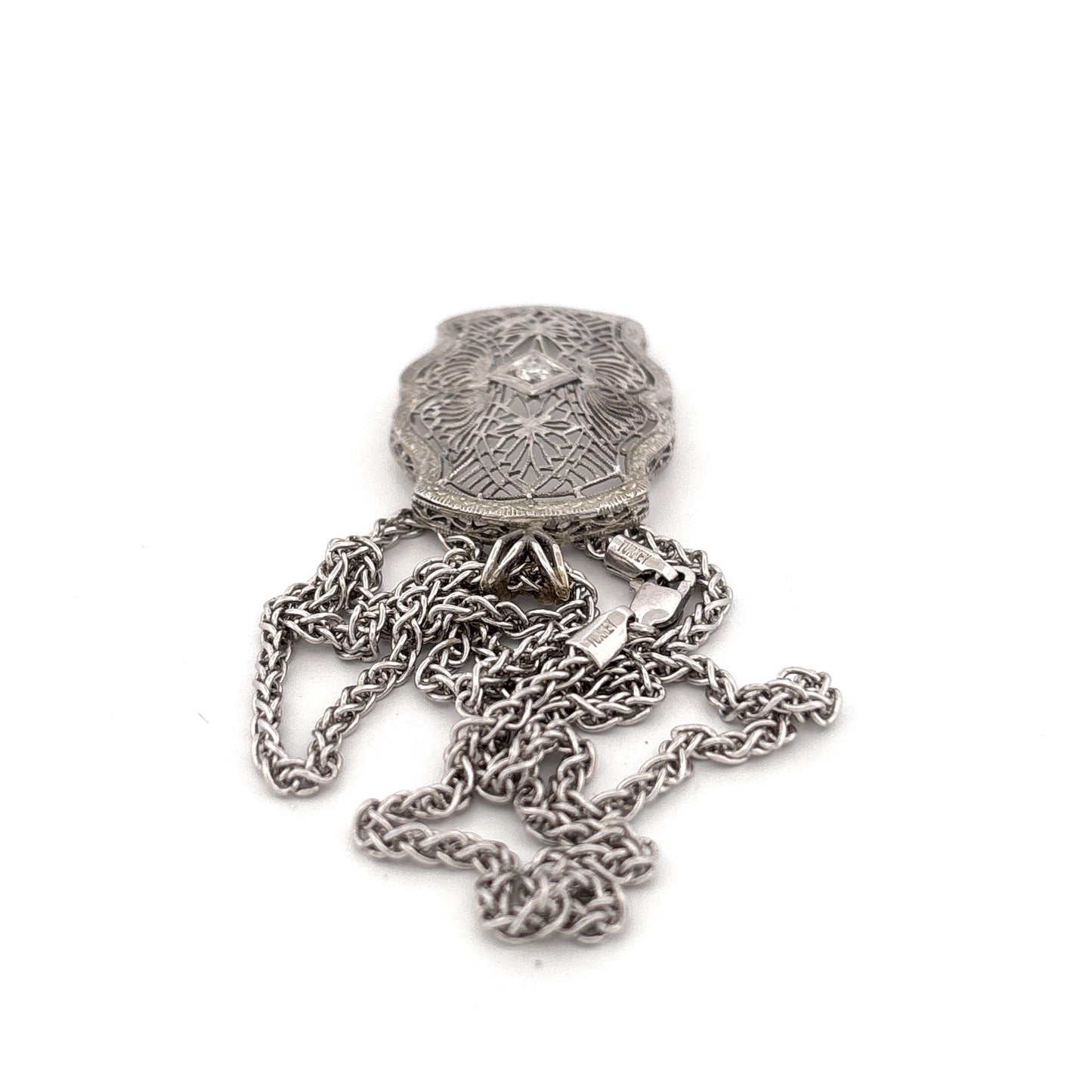 14K Filigree Diamond Necklace