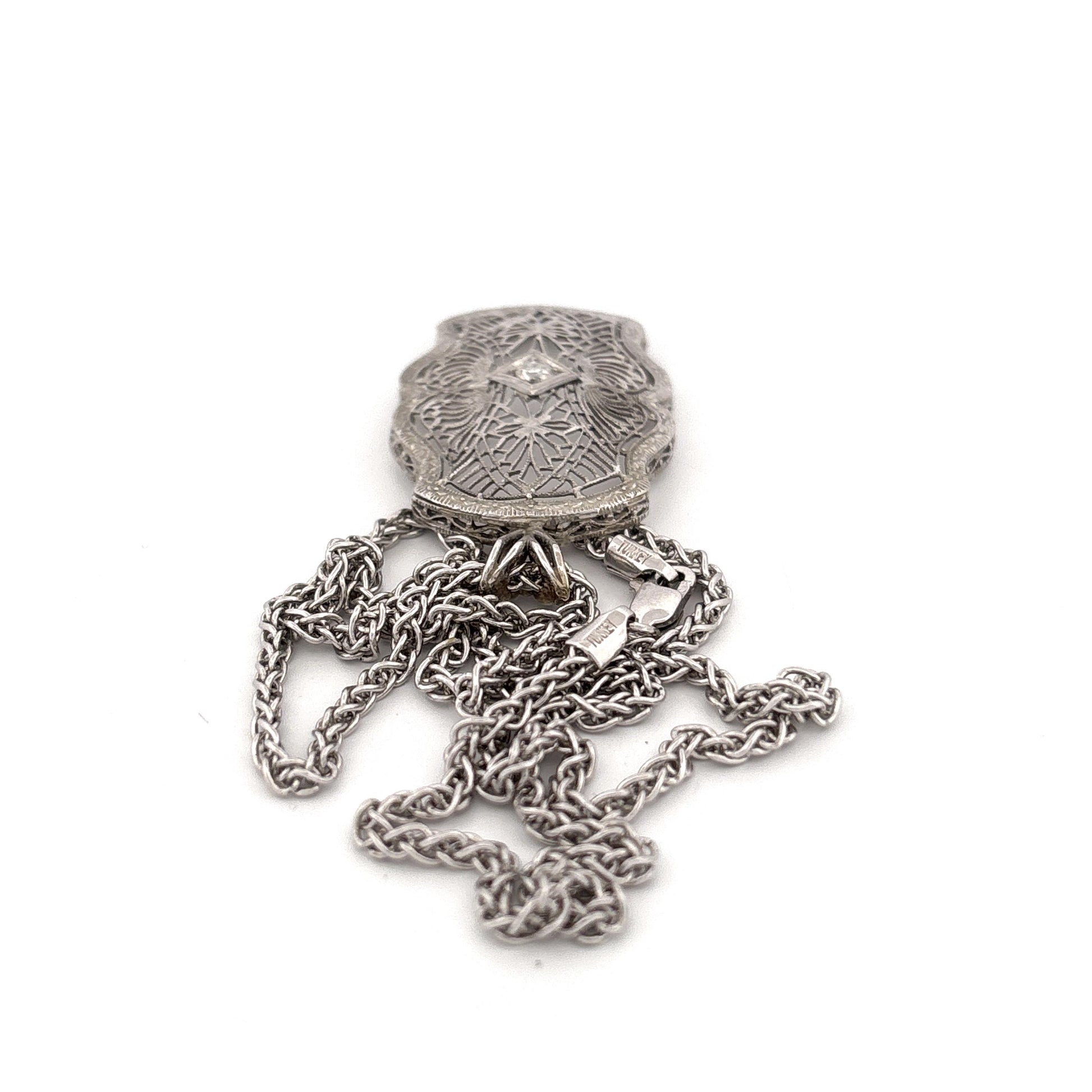 14K Filigree Diamond Necklace