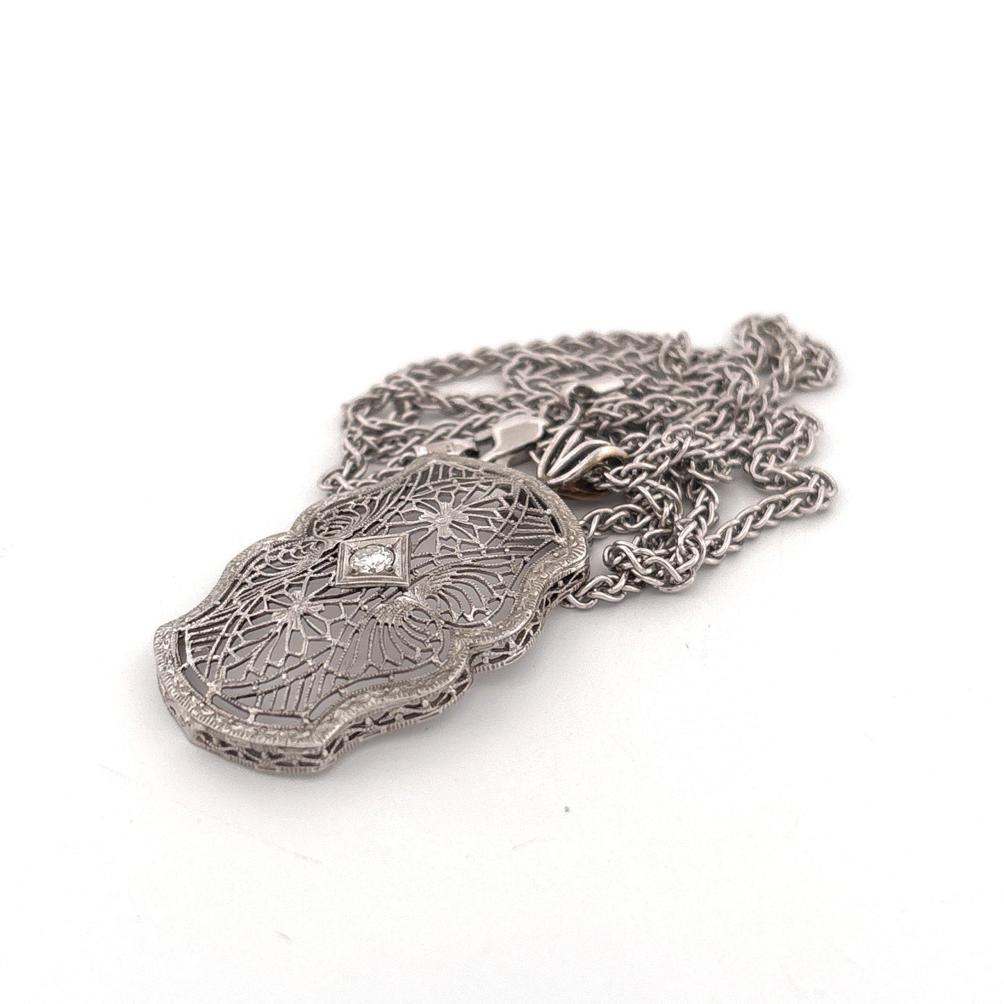 14K Filigree Diamond Necklace