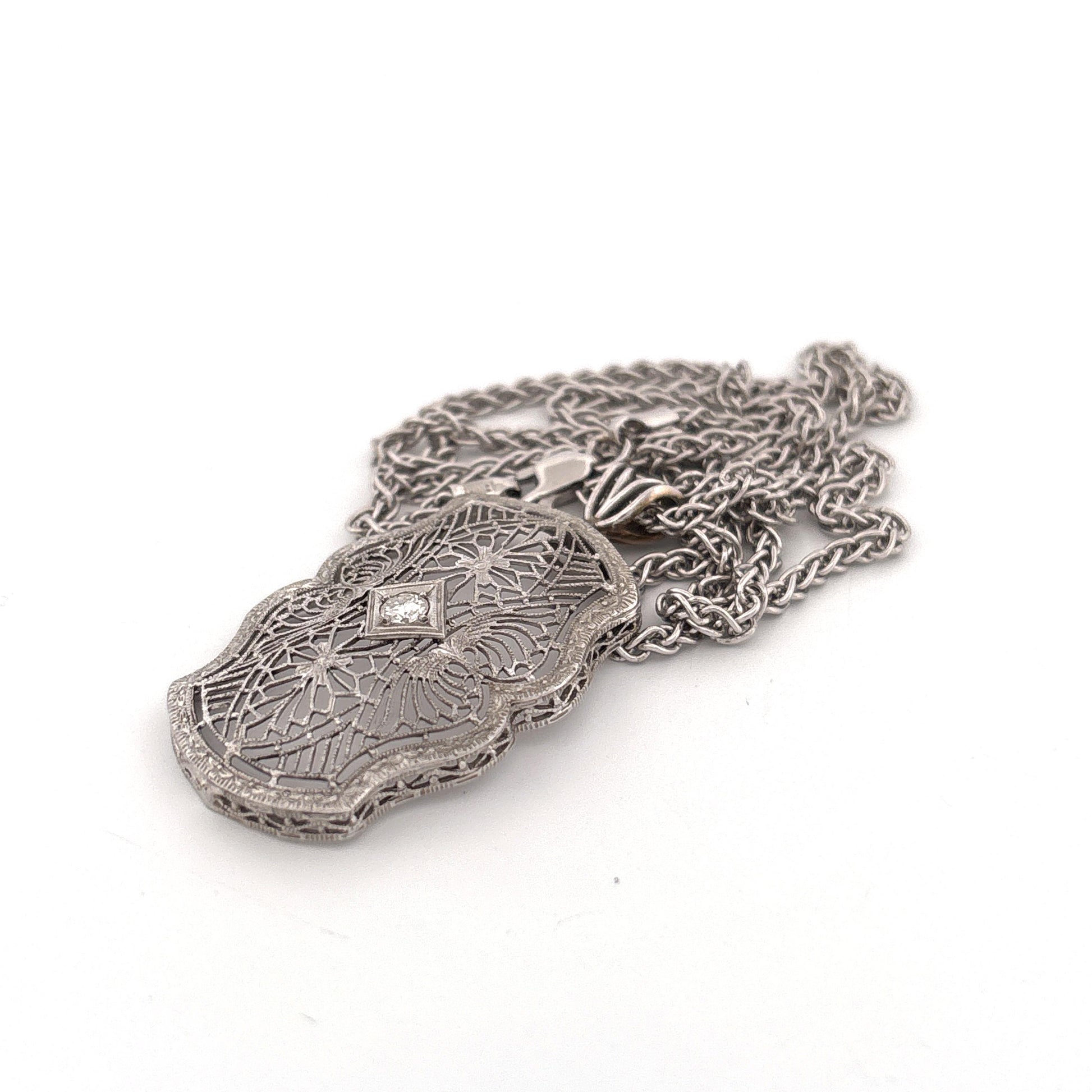 14K Filigree Diamond Necklace