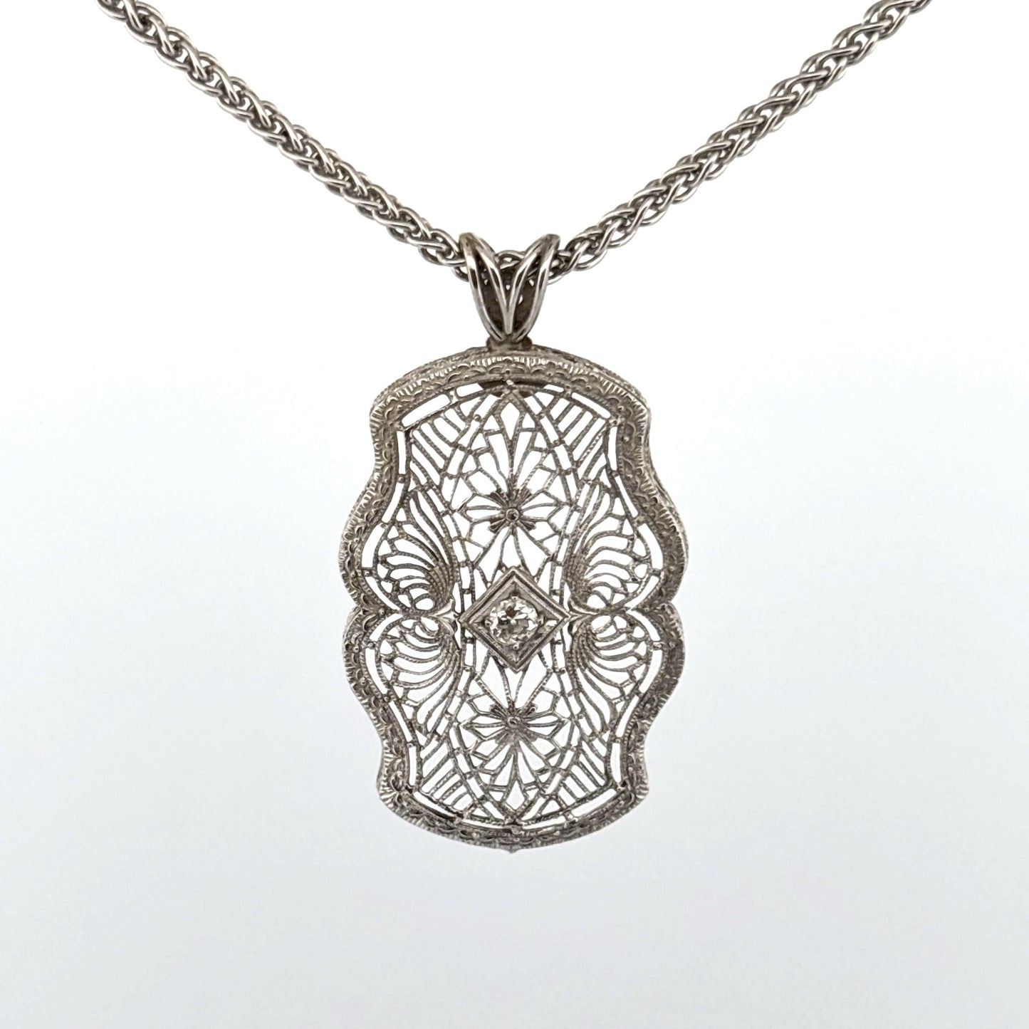 14K Filigree Diamond Necklace