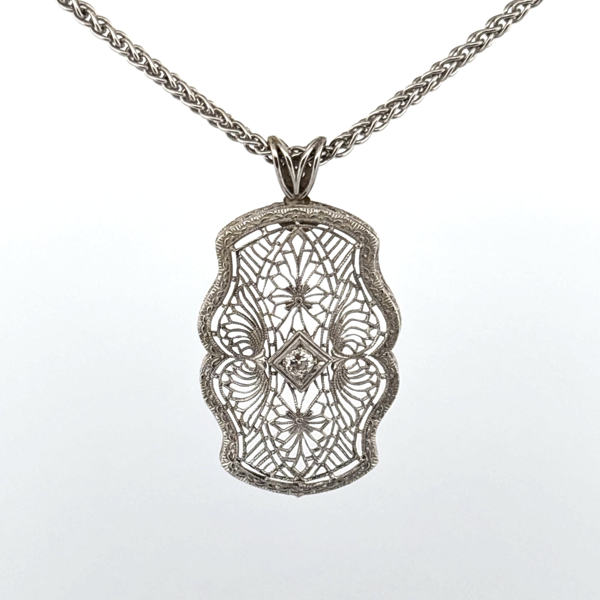 14K Filigree Diamond Necklace
