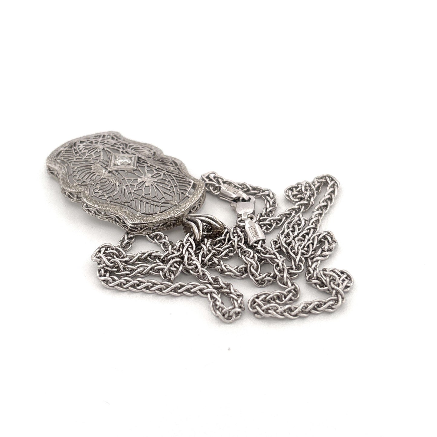 14K Filigree Diamond Necklace