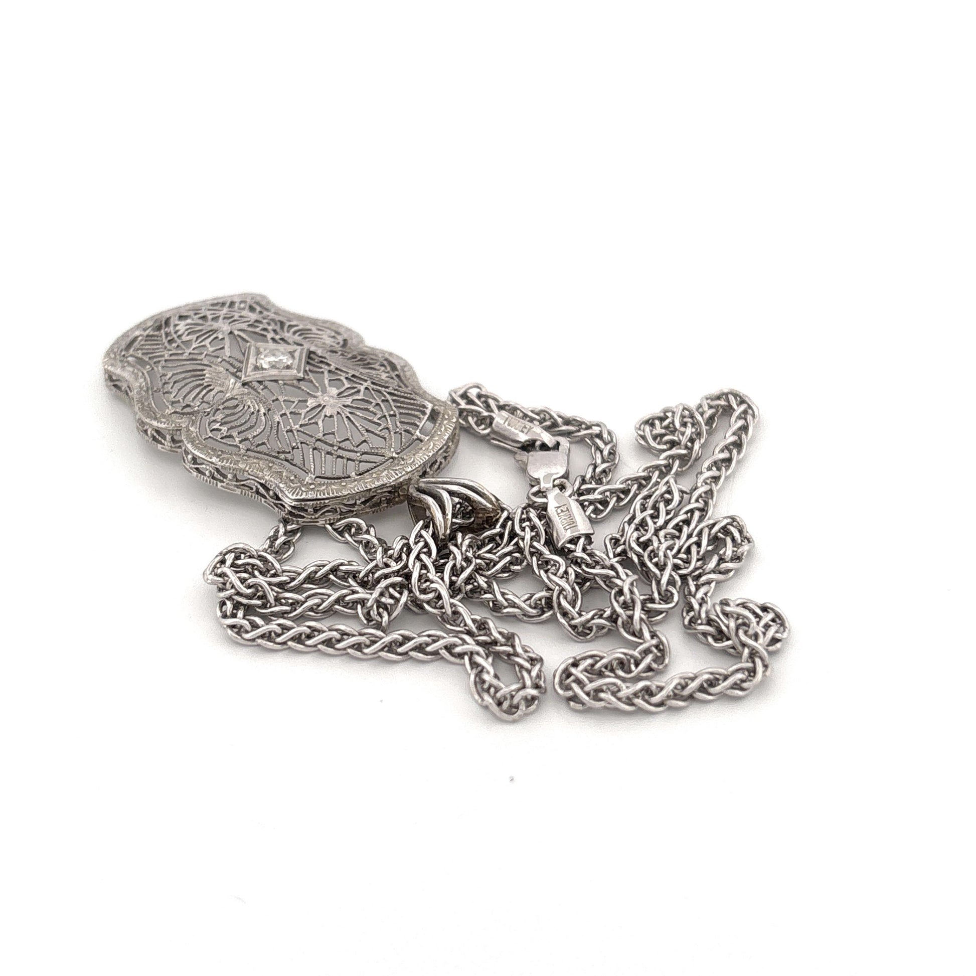 14K Filigree Diamond Necklace