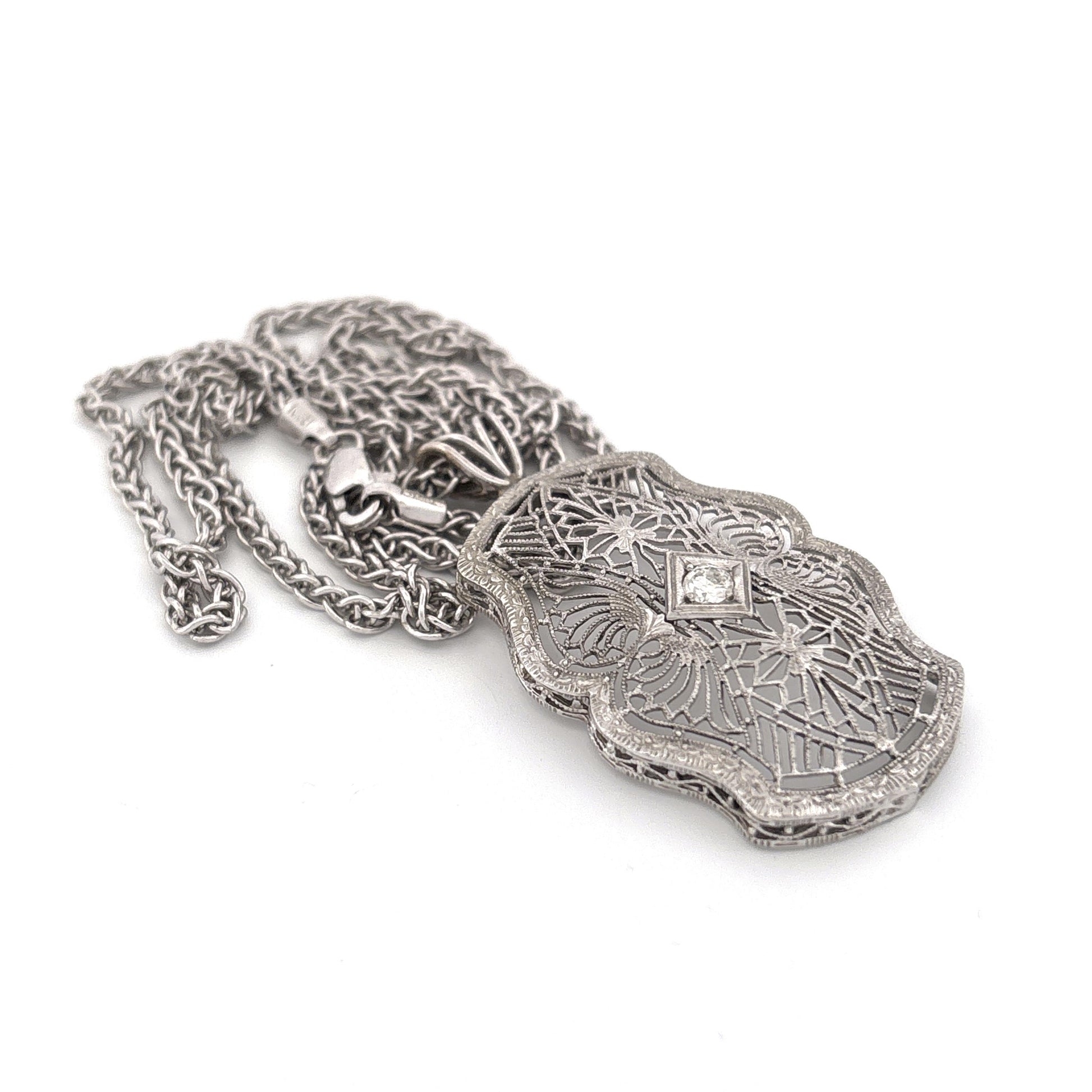 14K Filigree Diamond Necklace