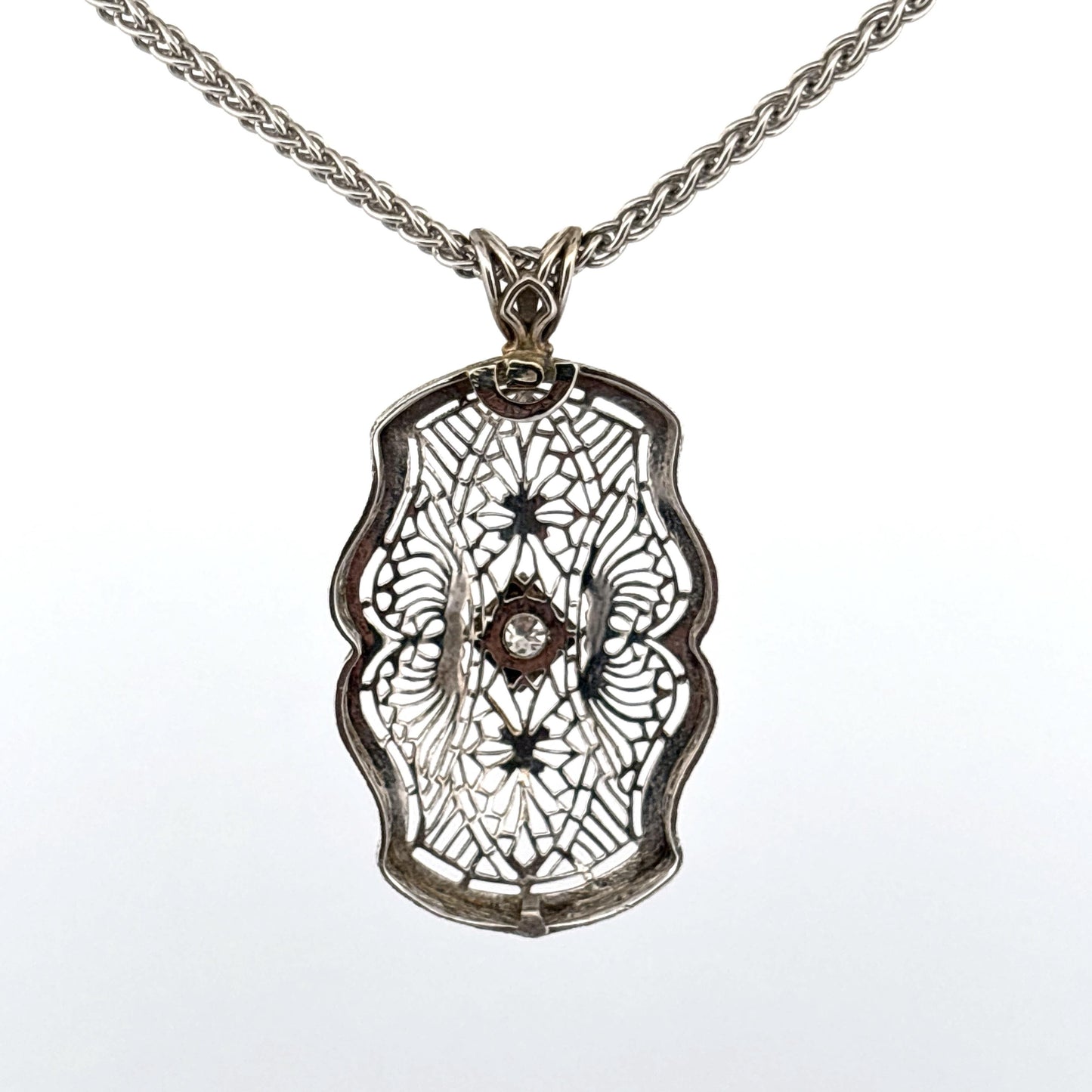 14K Filigree Diamond Necklace