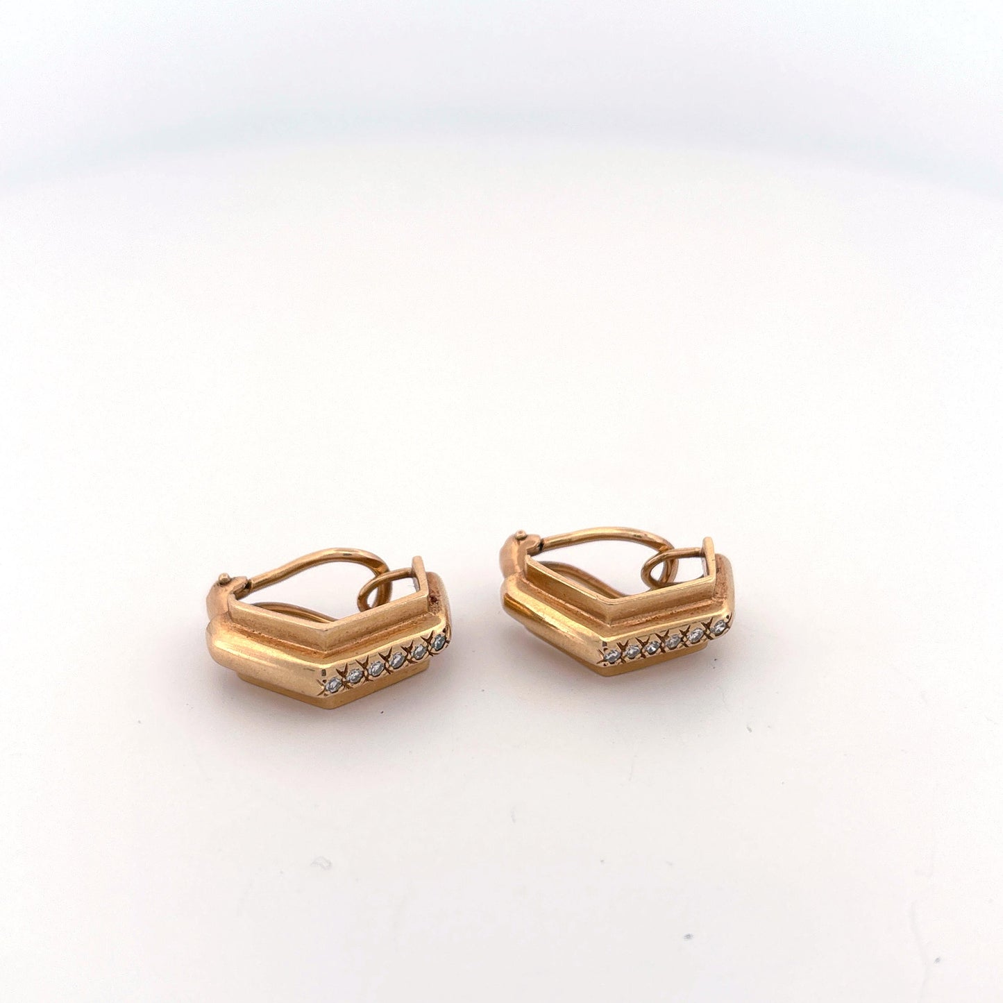 14K Yellow Gold Diamond Hoops