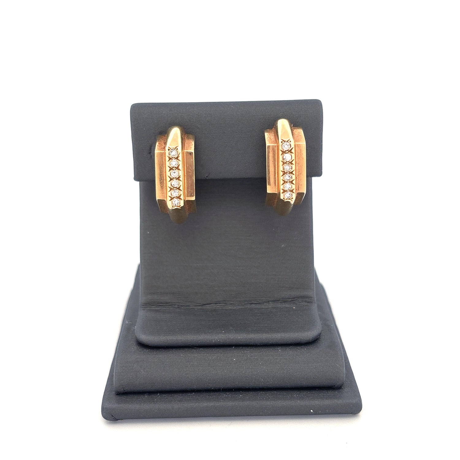 14K Yellow Gold Diamond Hoops