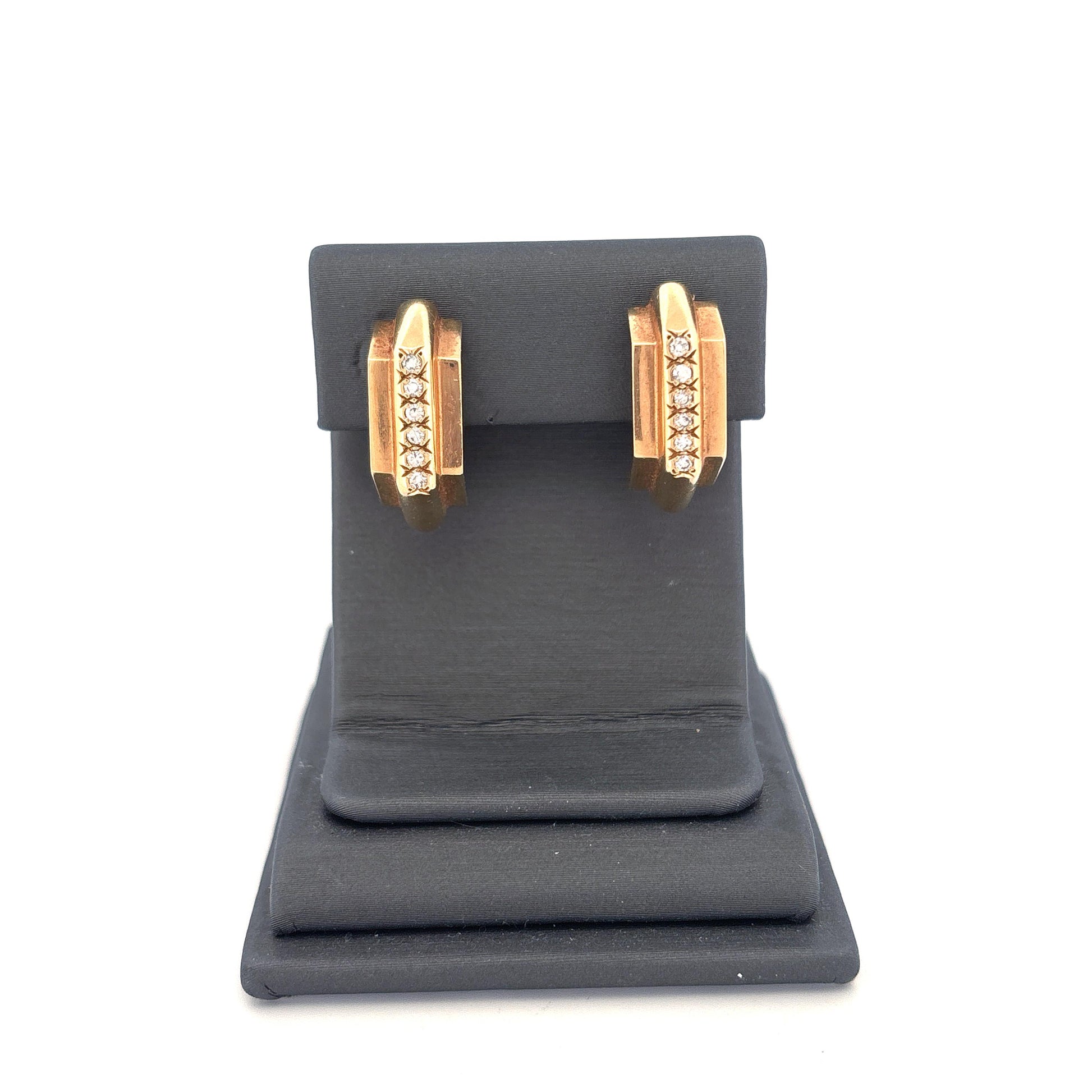 14K Yellow Gold Diamond Hoops