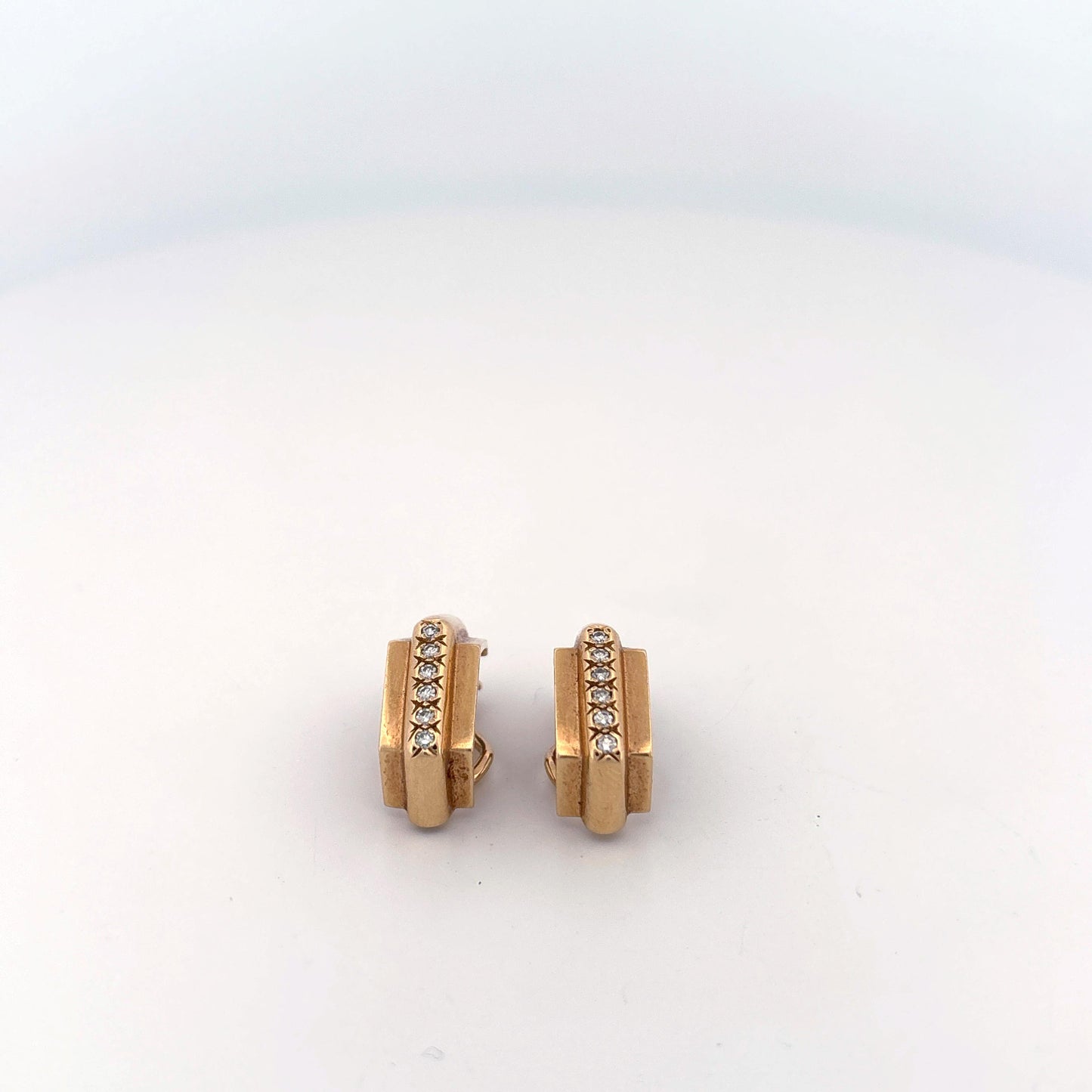 14K Yellow Gold Diamond Hoops