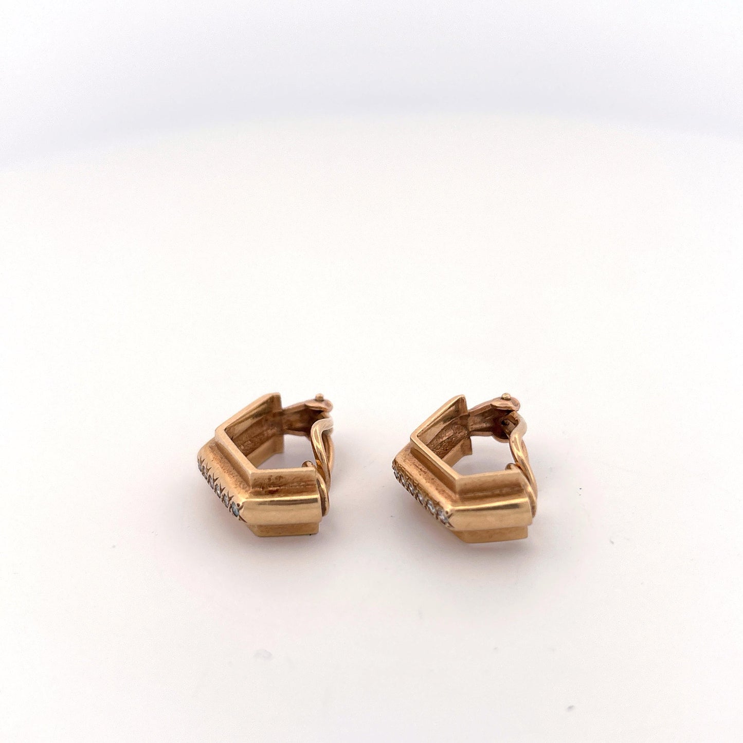 14K Yellow Gold Diamond Hoops