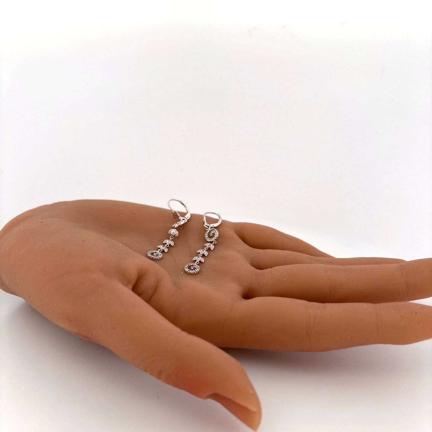 14K White Gold Dangle Earrings