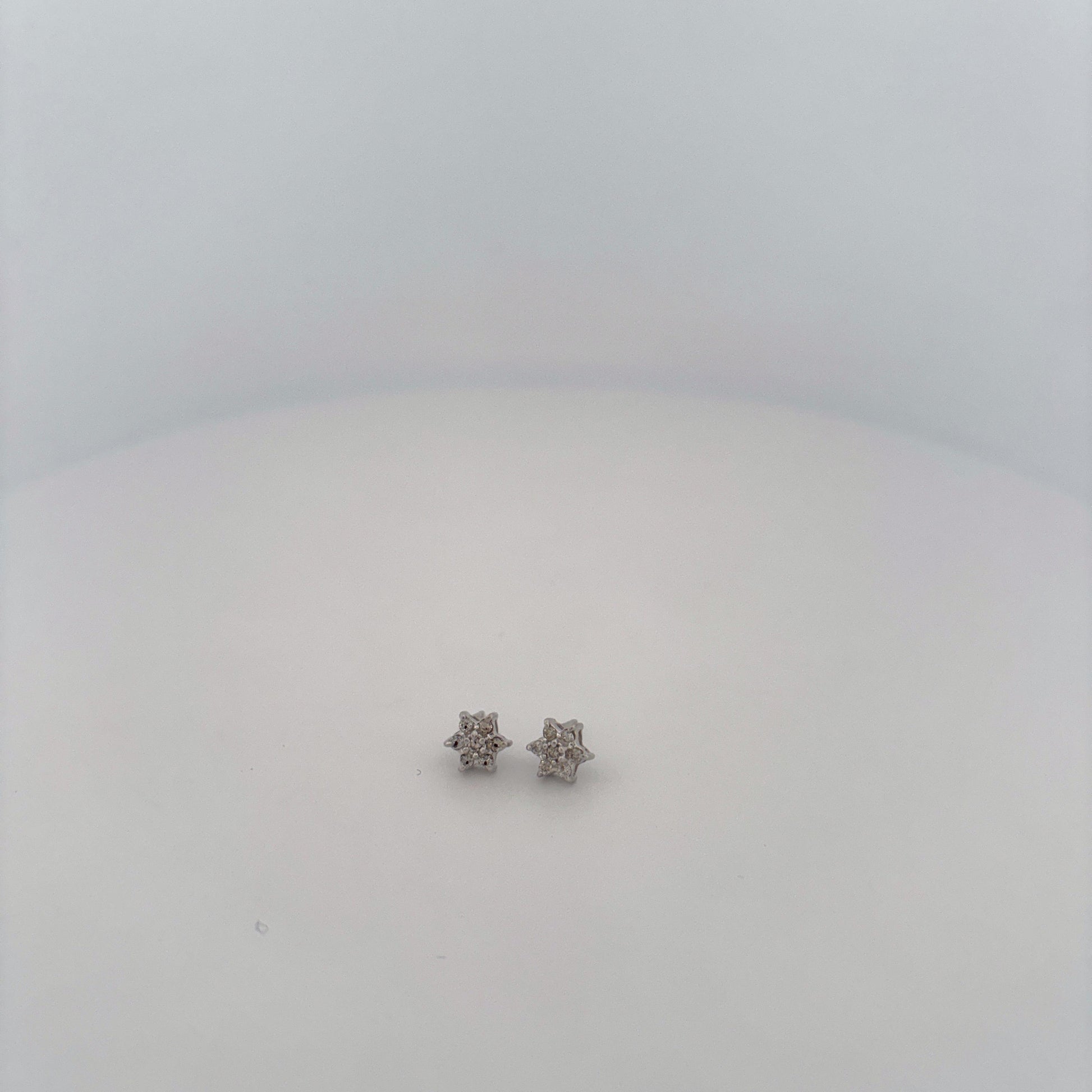 14K White Gold Flower Cluster Diamond Stud Earrings