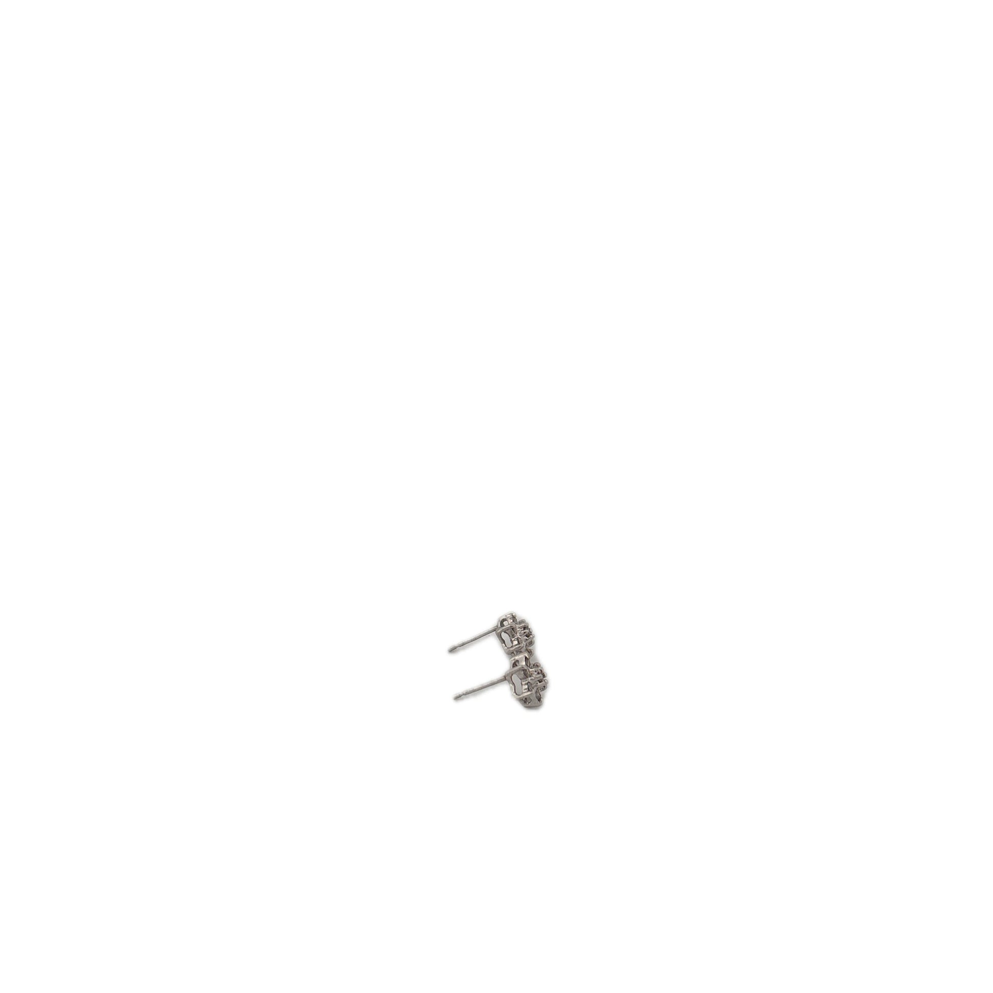 14K White Gold Flower Cluster Diamond Stud Earrings