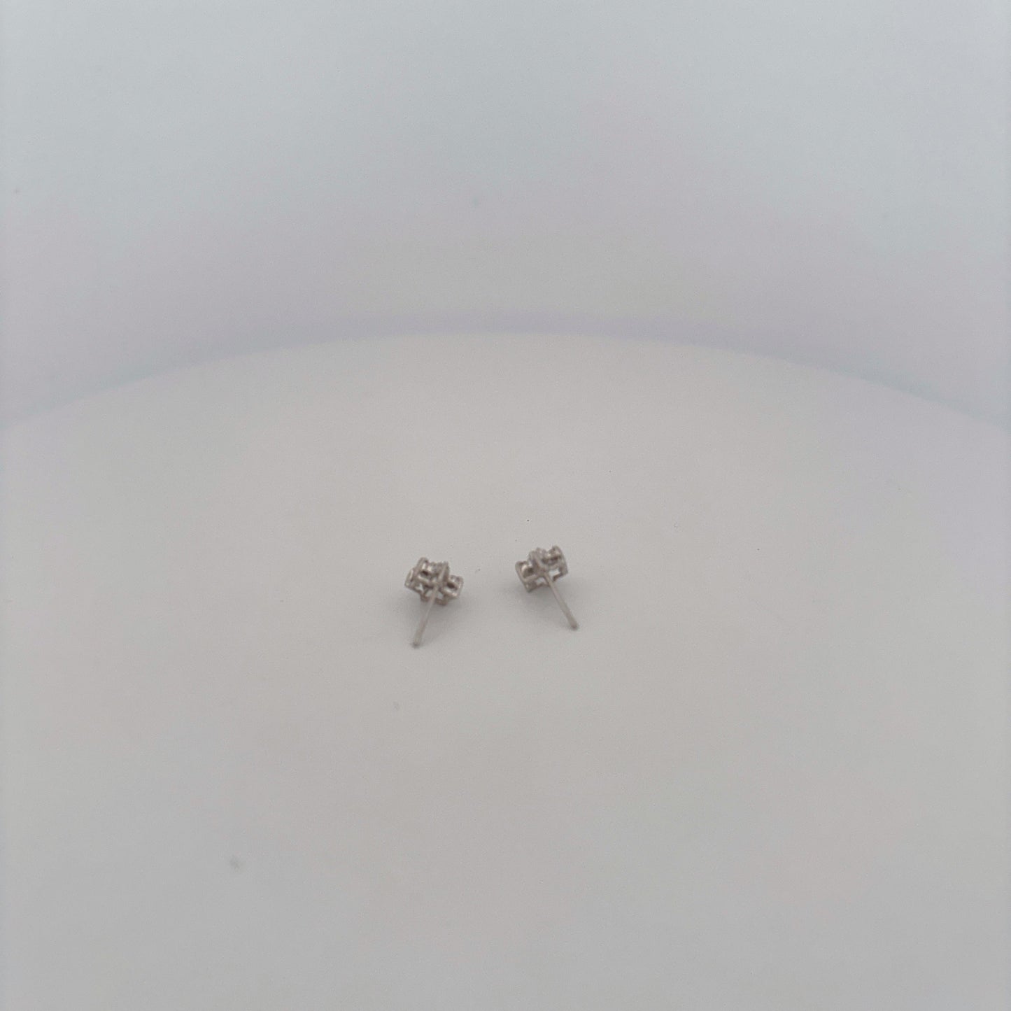 14K White Gold Flower Cluster Diamond Stud Earrings