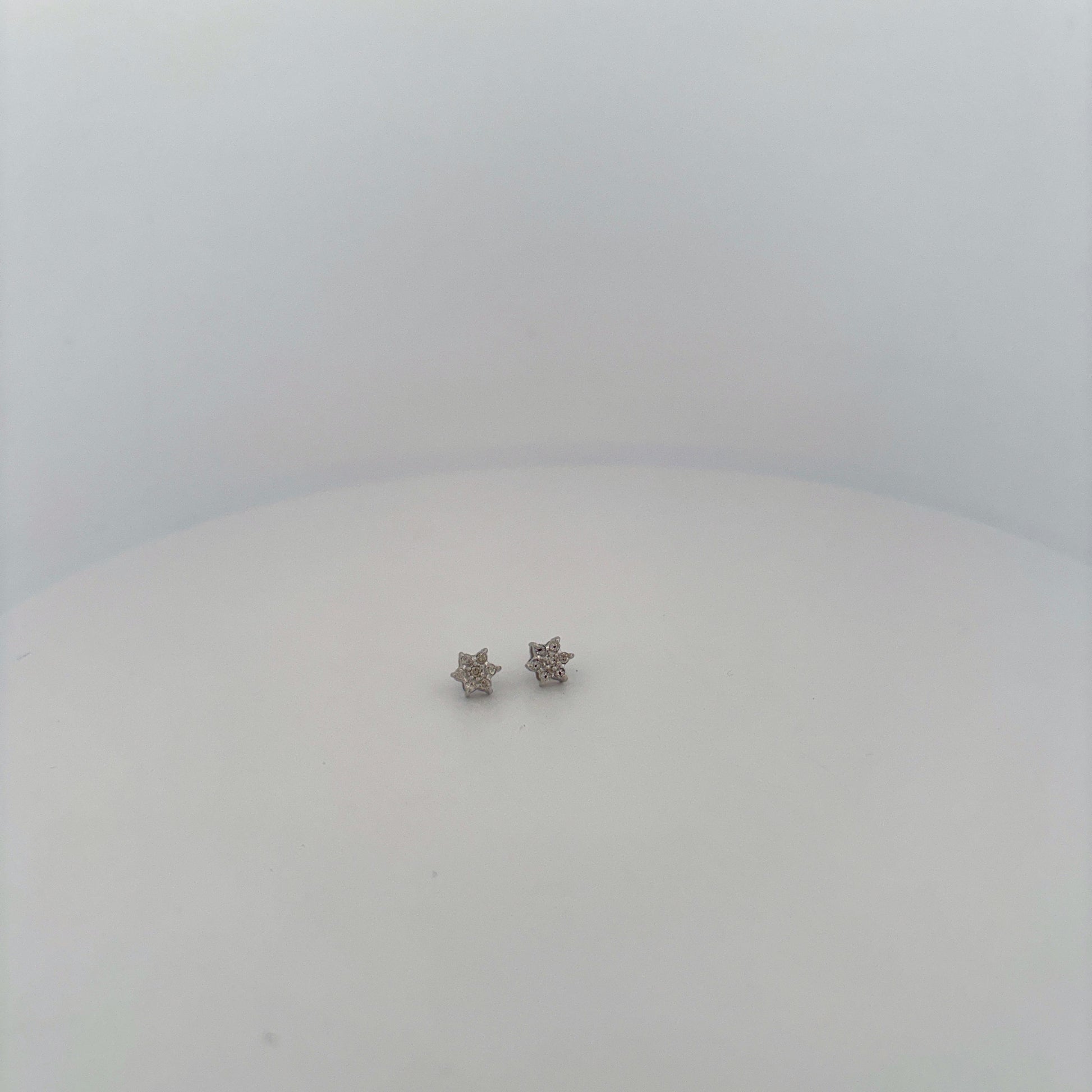 14K White Gold Flower Cluster Diamond Stud Earrings