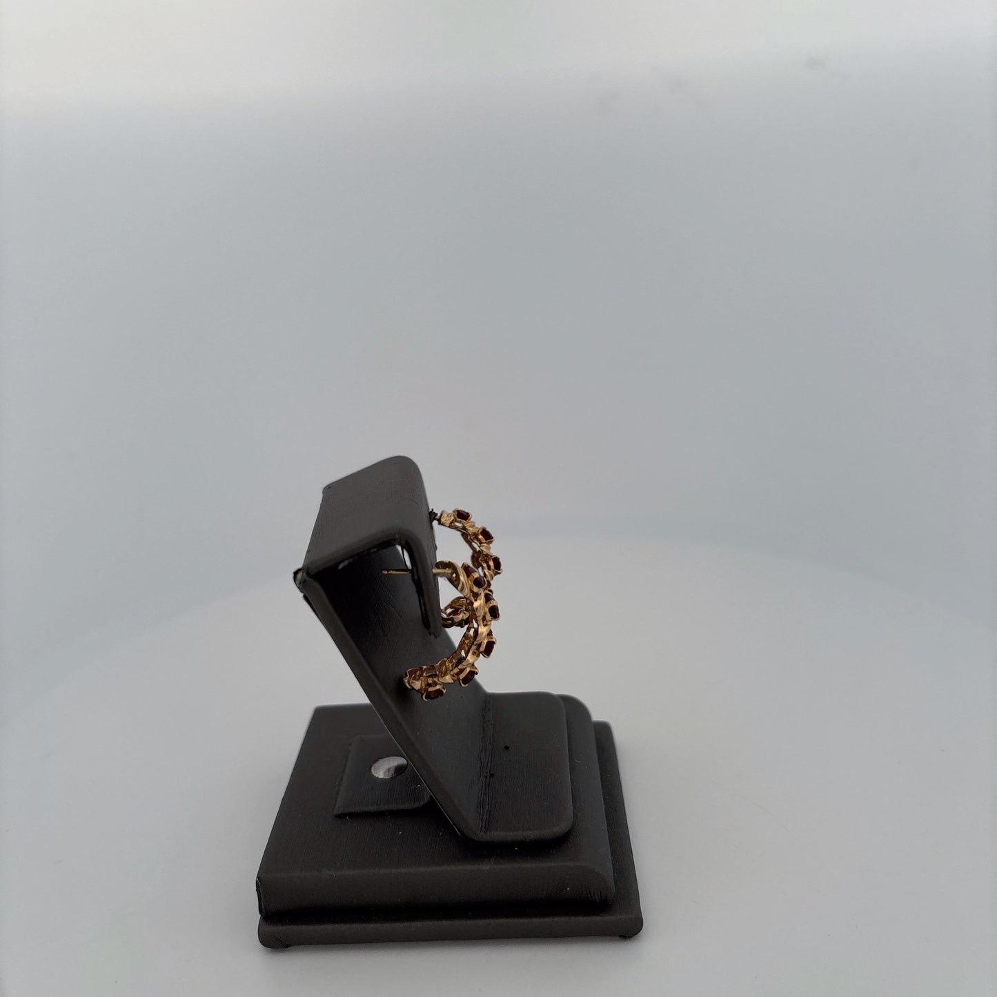 14K Yellow Gold Garnet Hoop Earrings