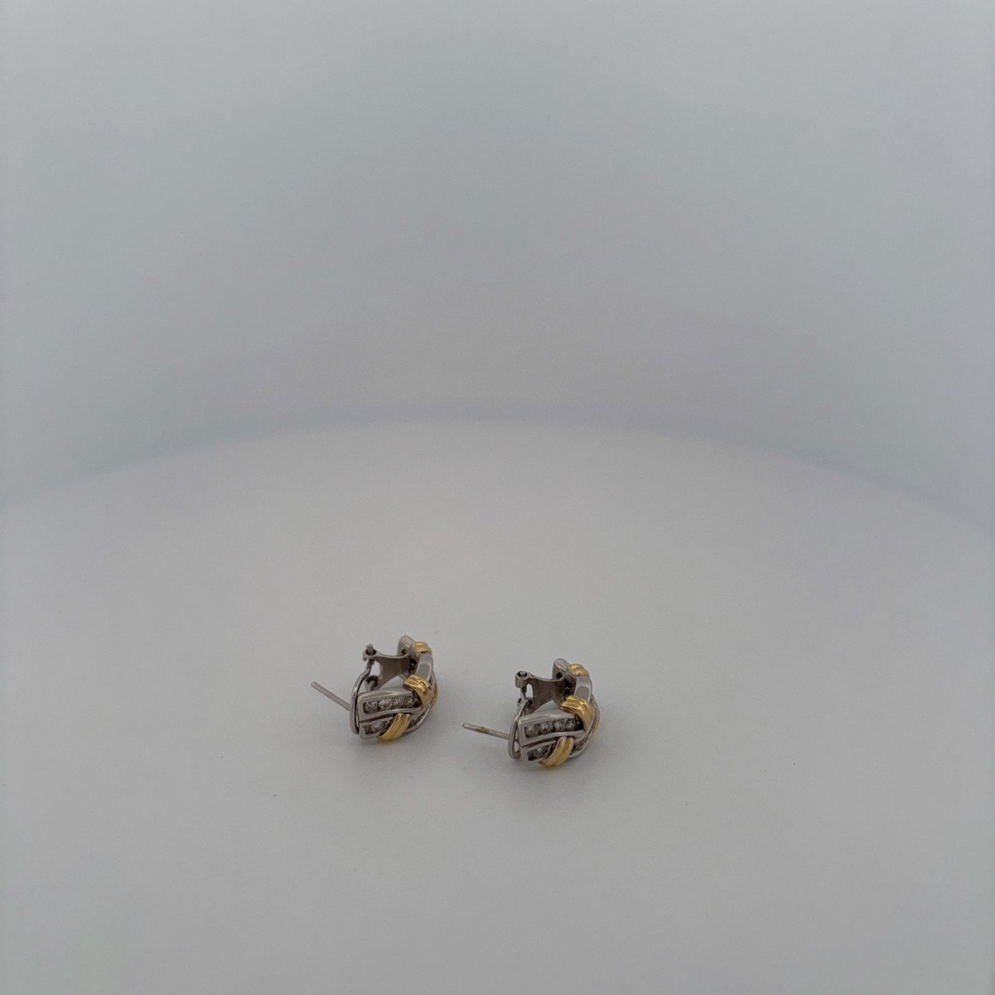 14K Two Tone Diamond Earring Huggies