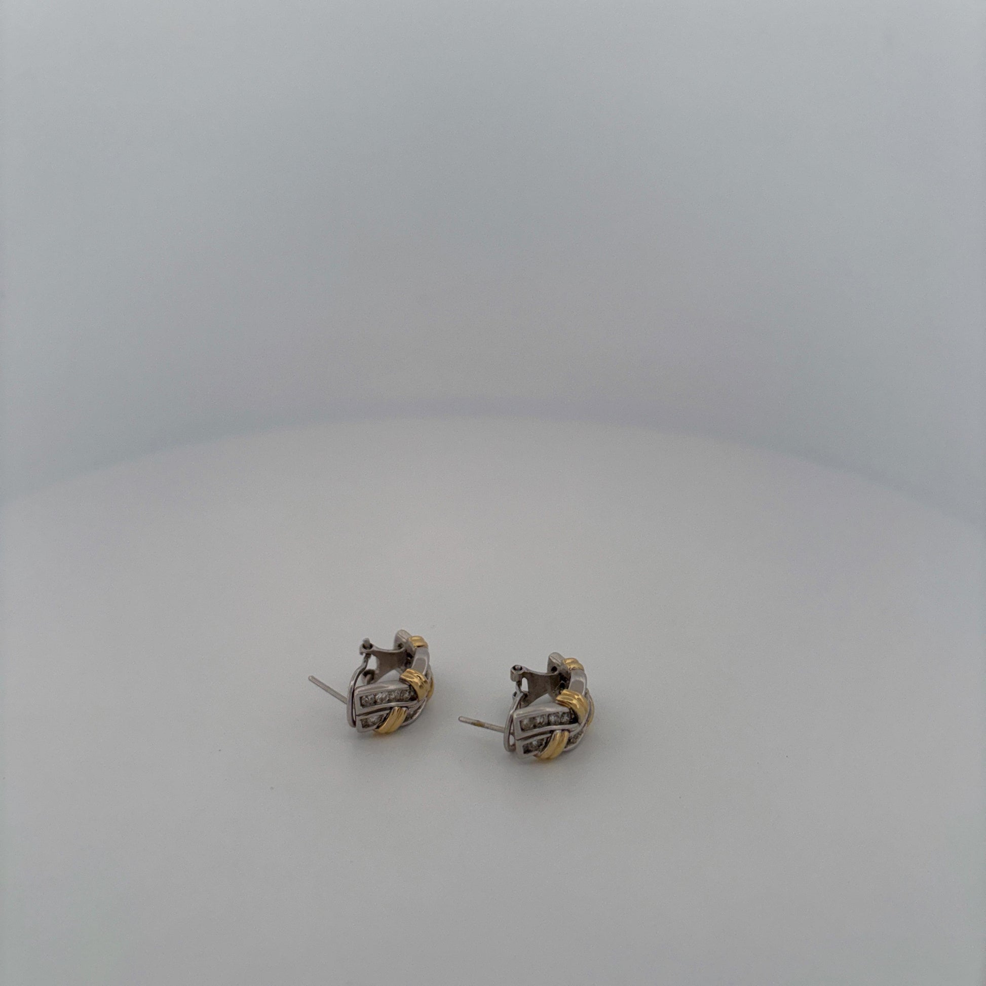 14K Two Tone Diamond Earring Huggies