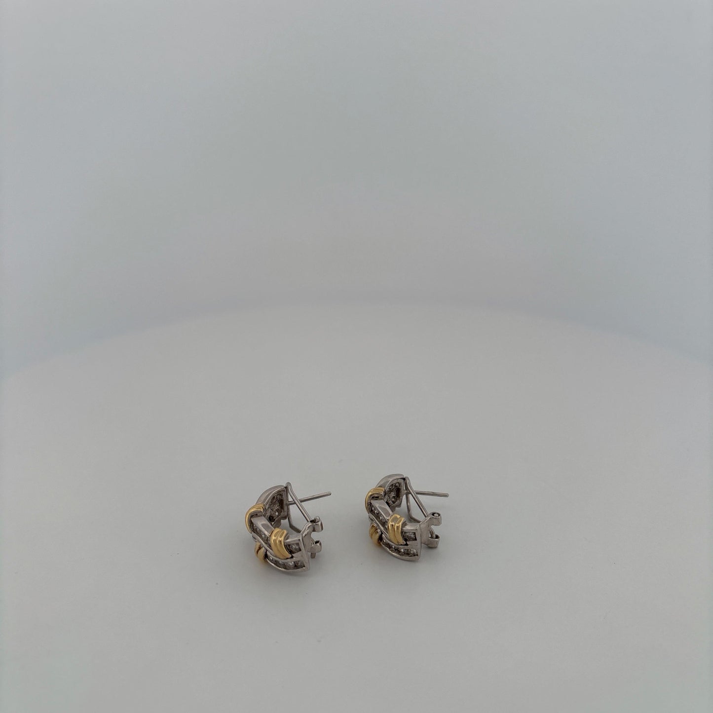 14K Two Tone Diamond Earring Huggies