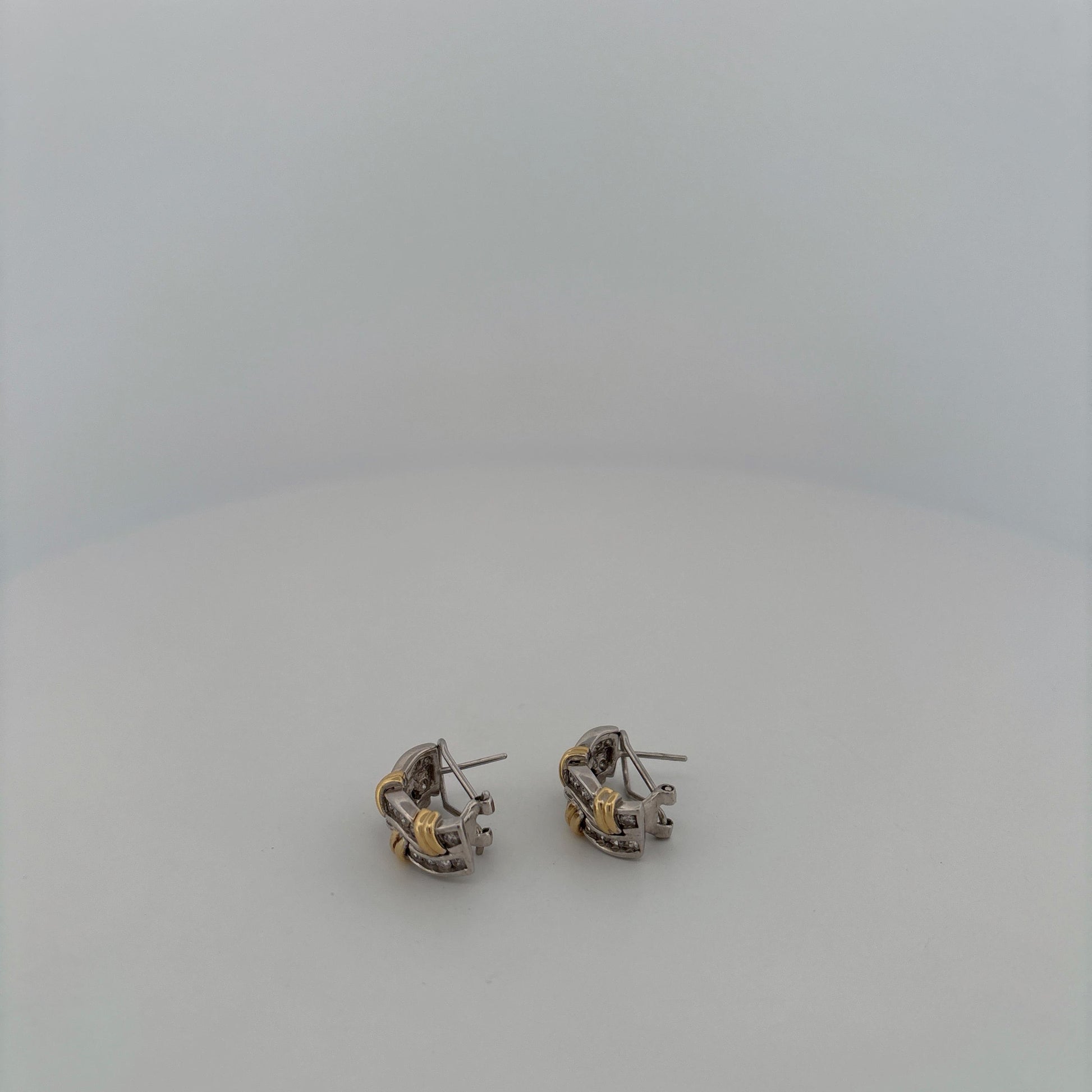 14K Two Tone Diamond Earring Huggies