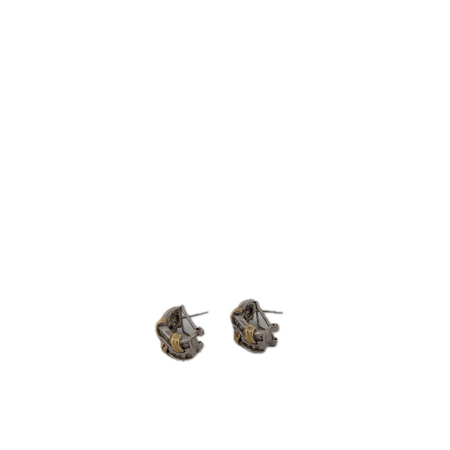 14K Two Tone Diamond Earring Huggies