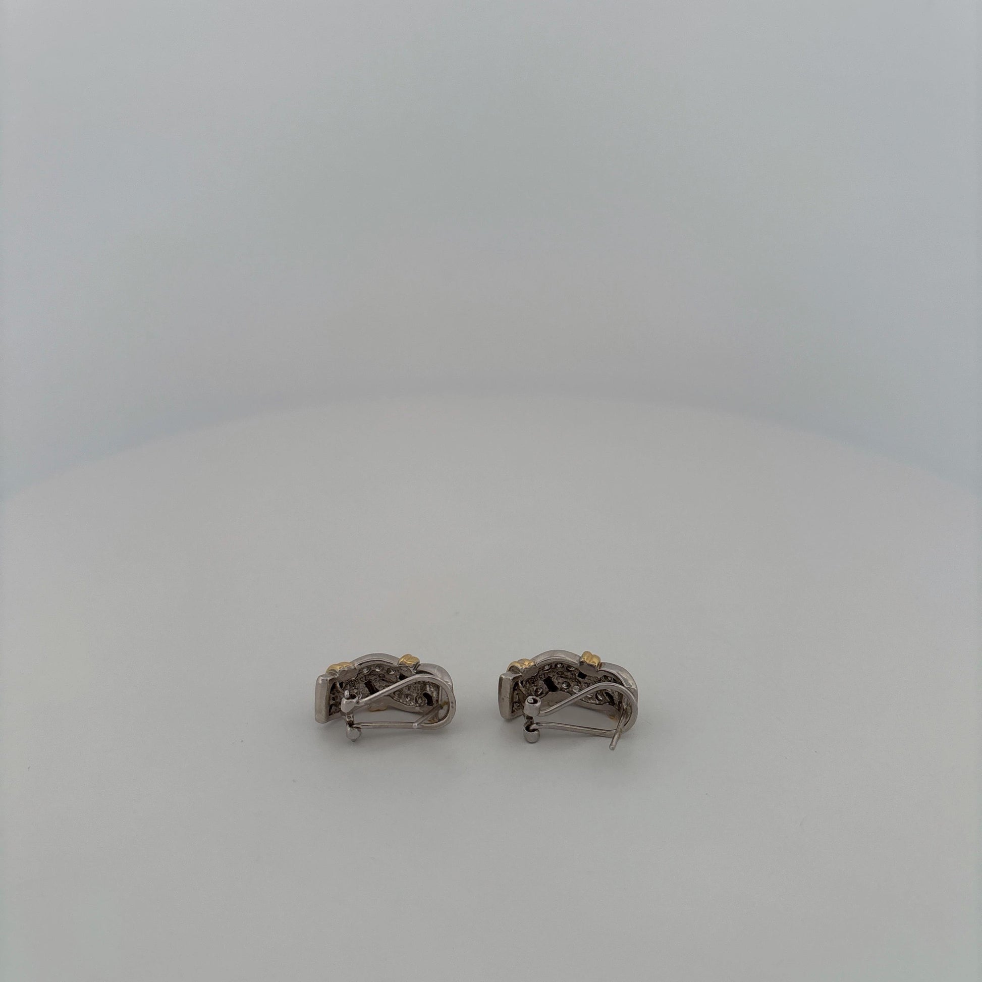 14K Two Tone Diamond Earring Huggies