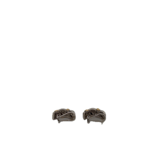 14K Two Tone Diamond Earring Huggies