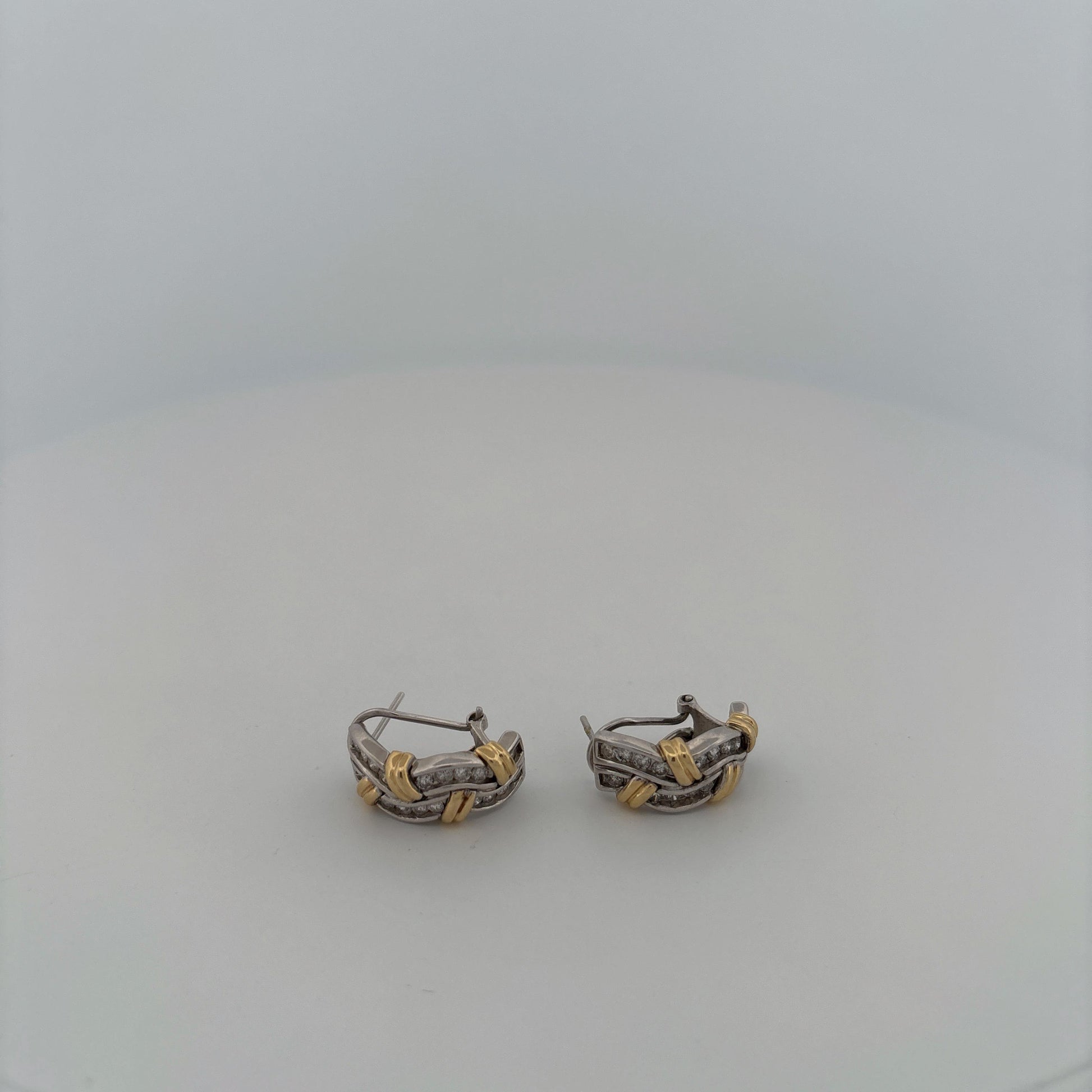 14K Two Tone Diamond Earring Huggies