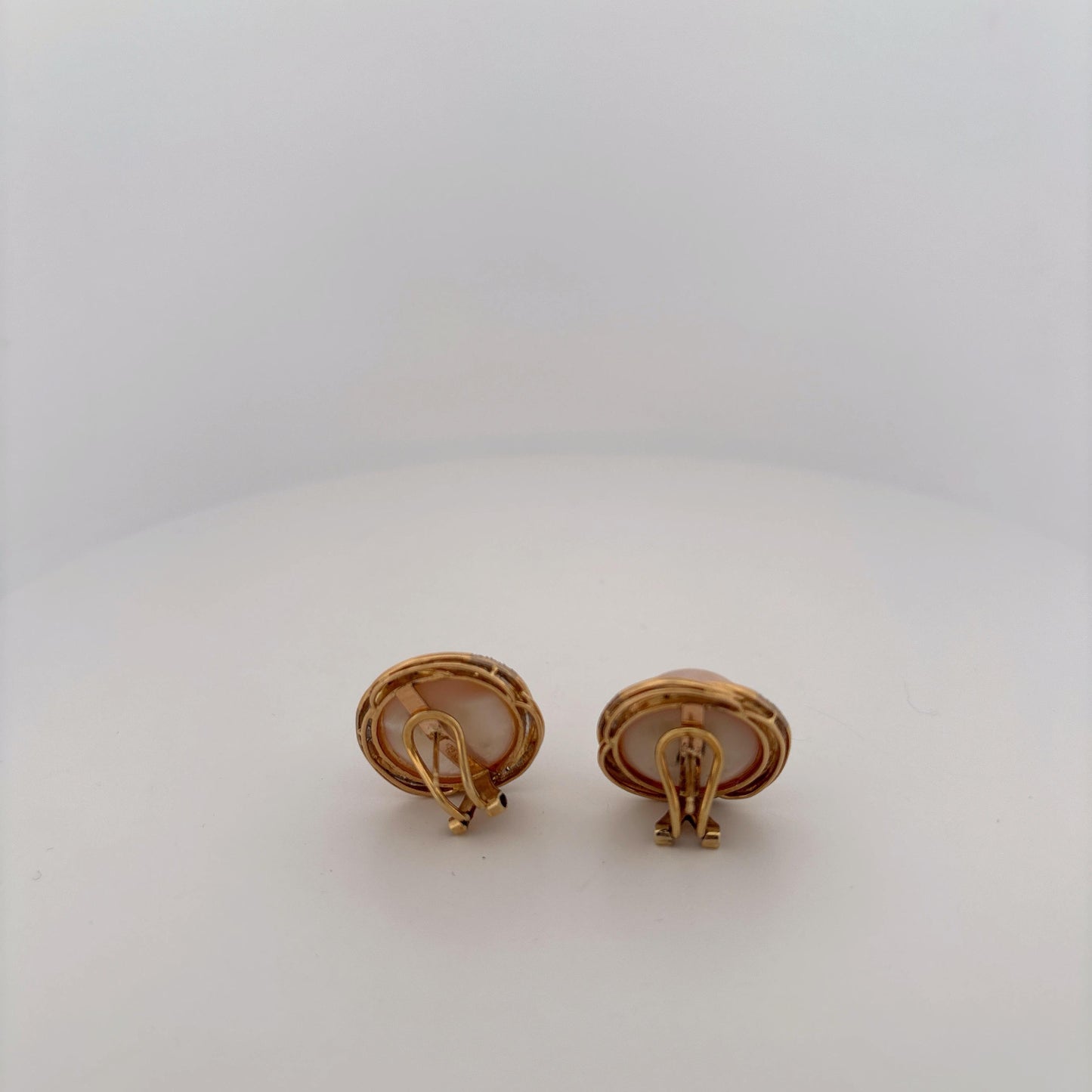 14K Yellow Gold Pearl and Diamond Earrings