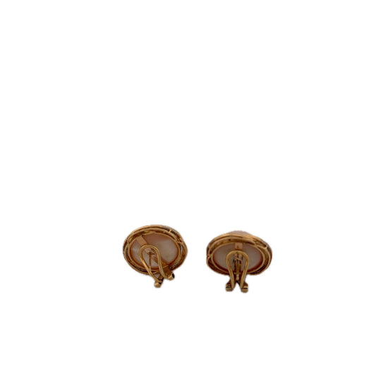 14K Yellow Gold Pearl and Diamond Earrings
