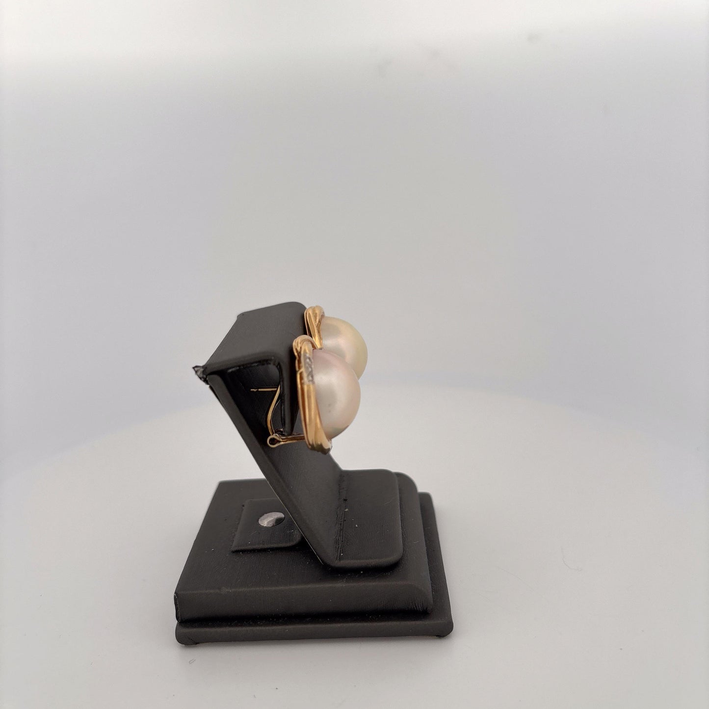 14K Yellow Gold Pearl and Diamond Earrings