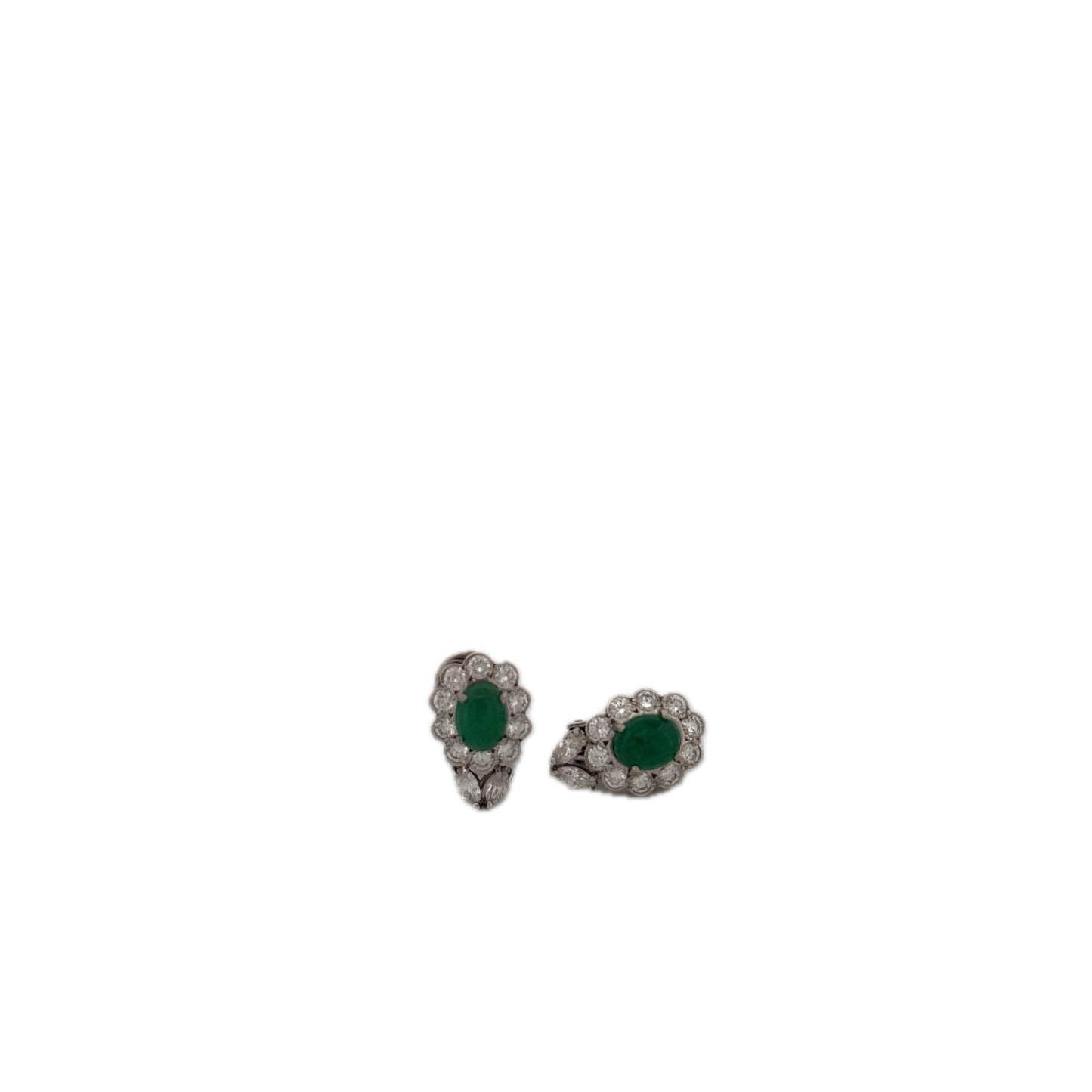 14K Emerald and Diamond Flower Earrings With Diamond