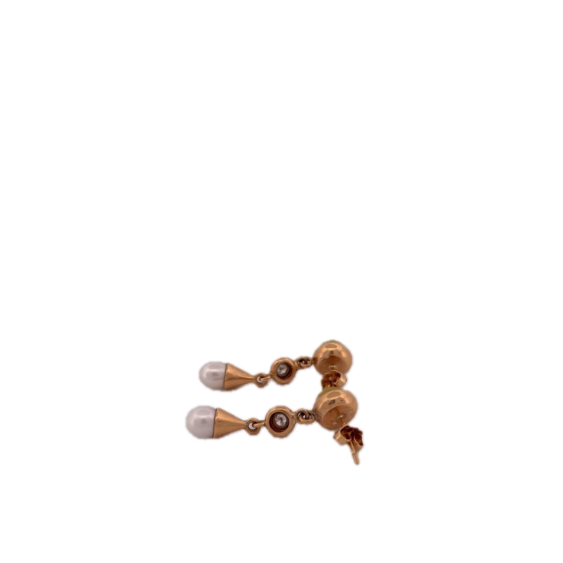 14K Yellow Gold Yellow Gemstone, Diamond, and Pearl Dangle Earrings