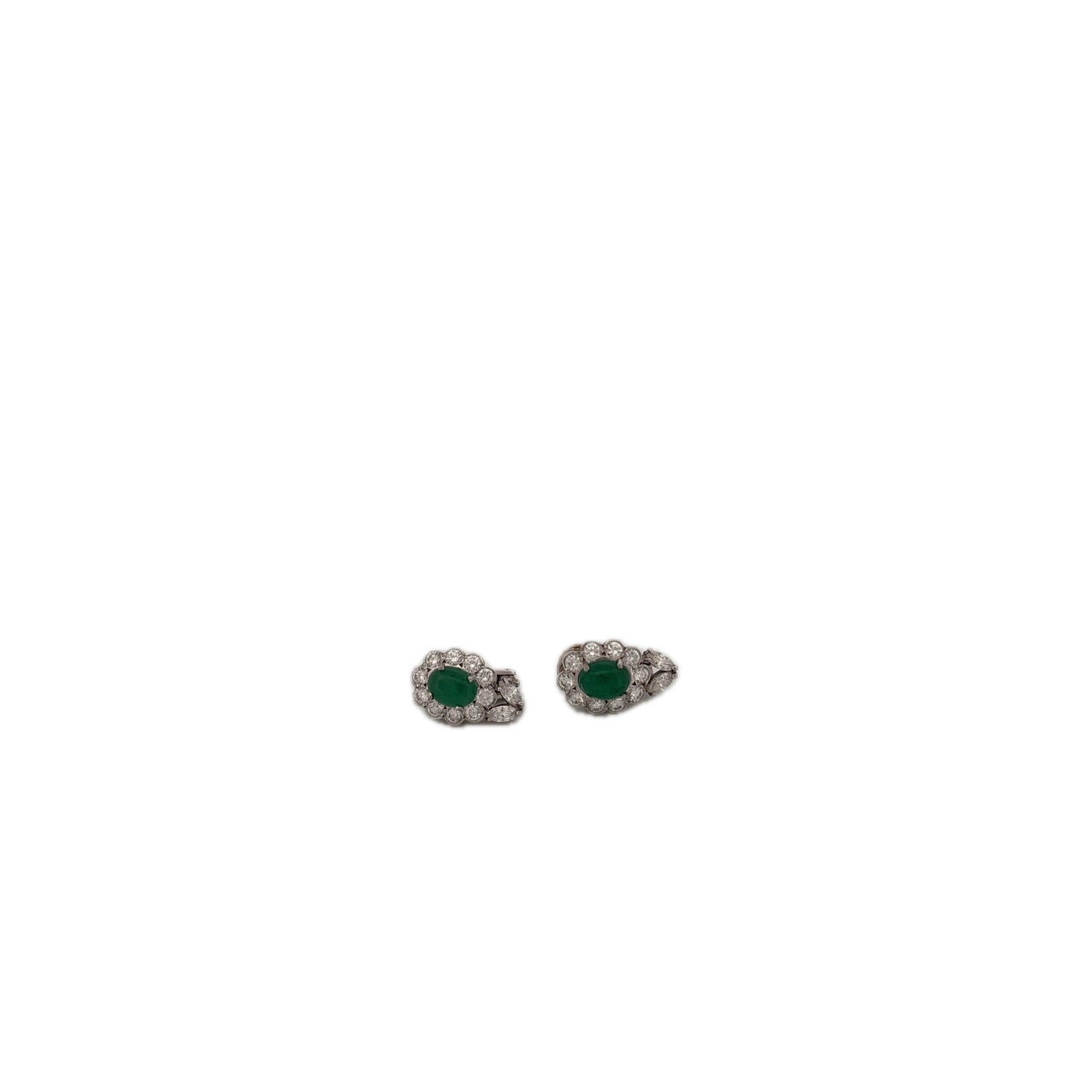 14K Emerald and Diamond Flower Earrings With Diamond